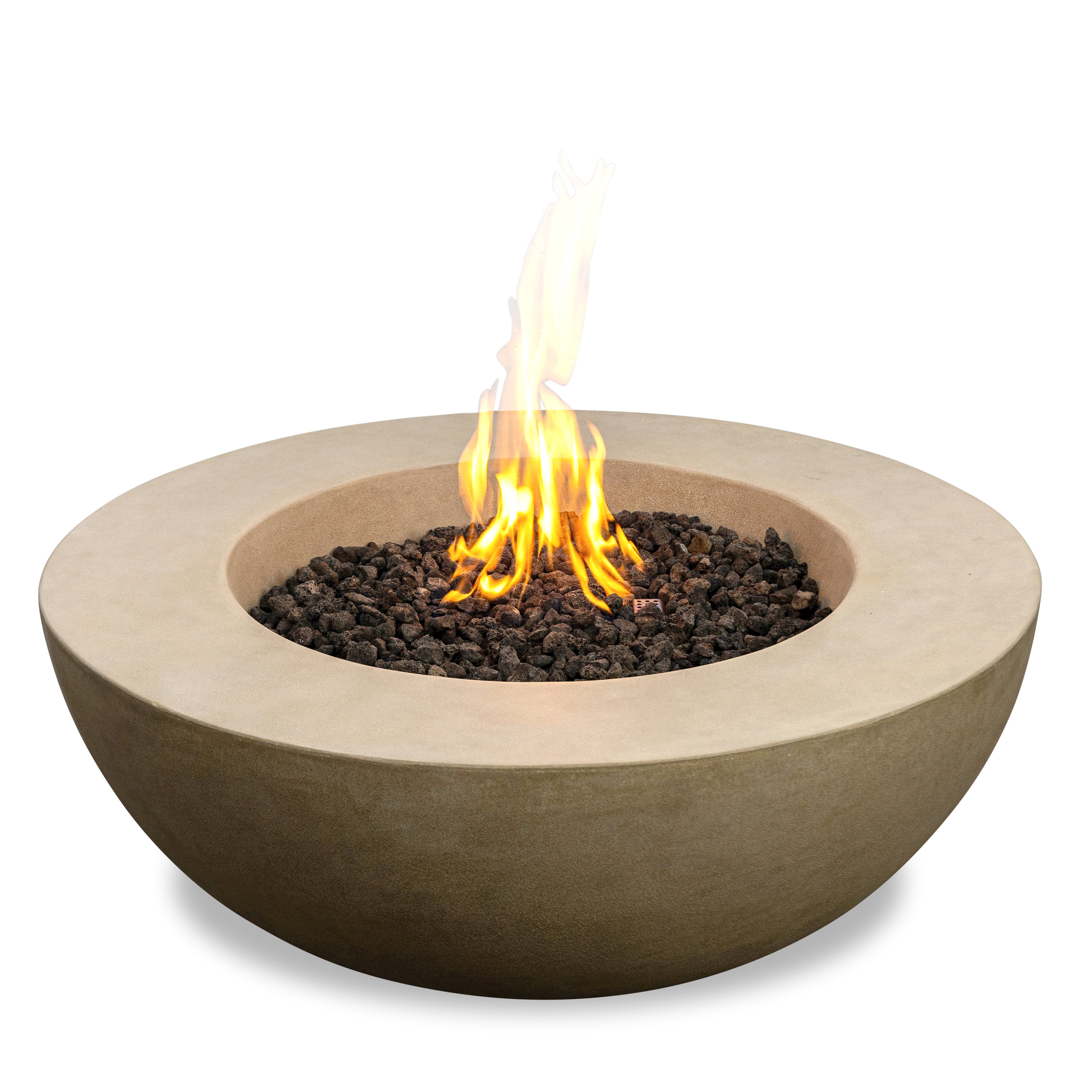 Beton 42" Round Bowl Concrete Natural Gas Fire Pit with Push Button Ignition