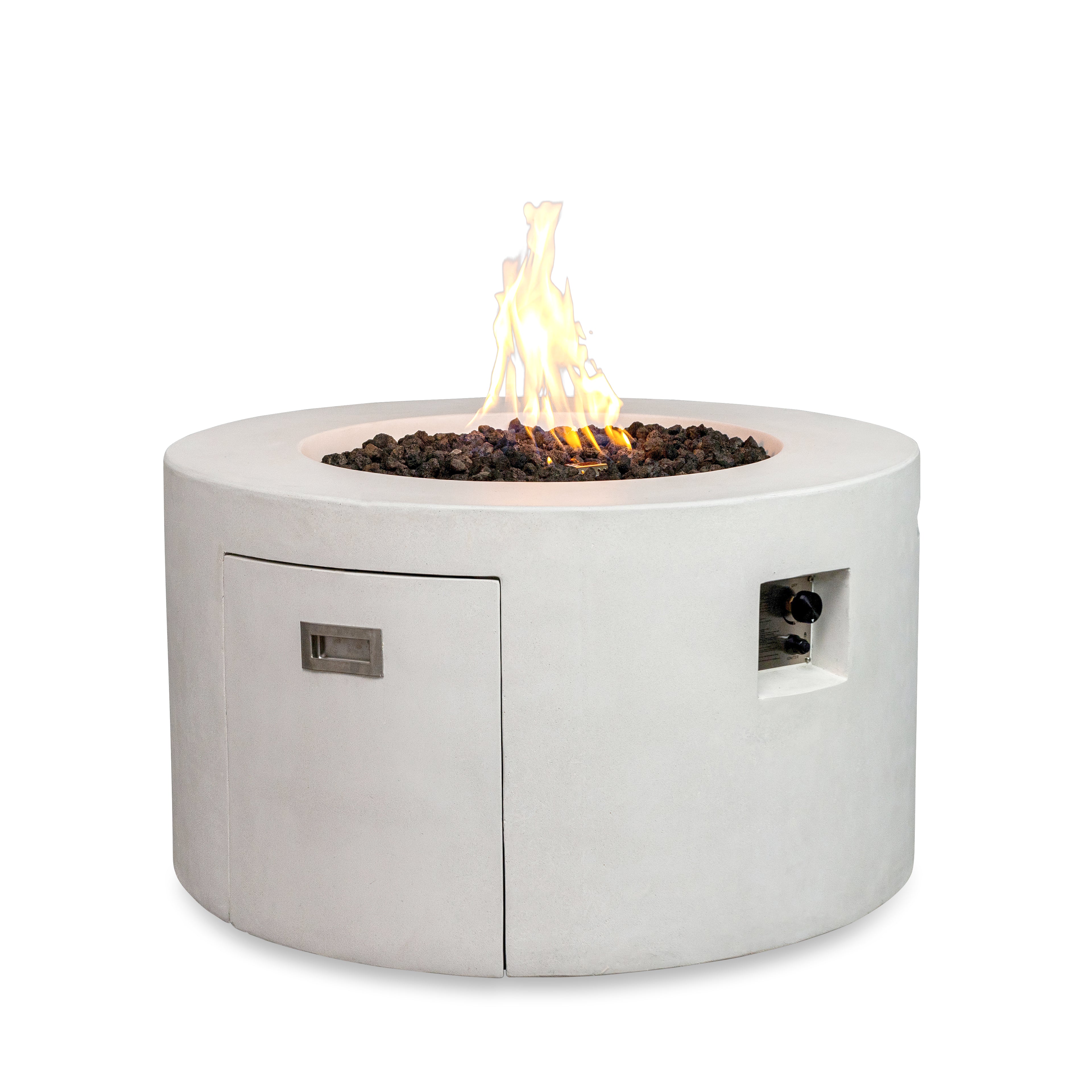 Beton 42" Round Concrete Propane Gas Fire Pit with Access Door