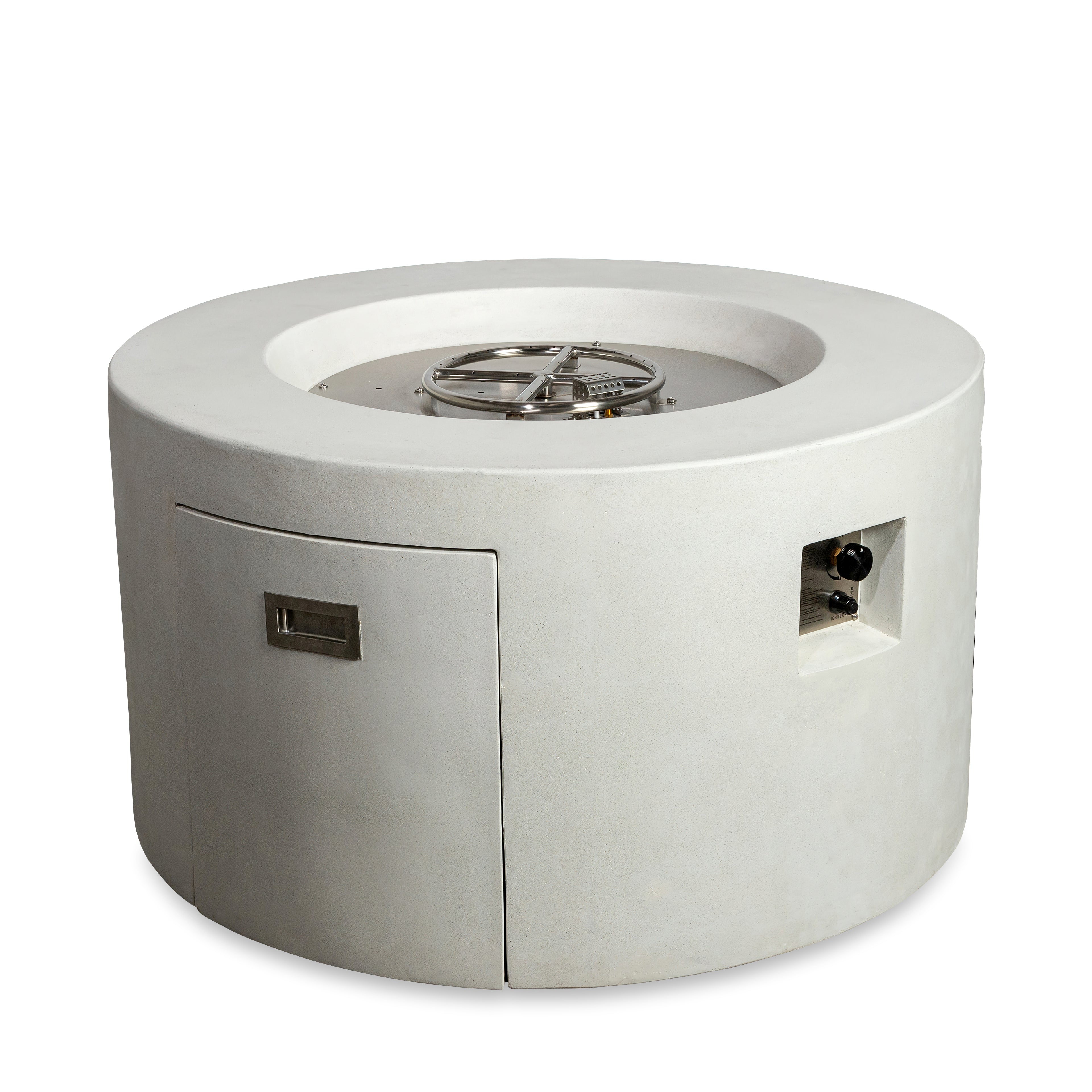 Beton 42" Round Concrete Propane Gas Fire Pit with Access Door