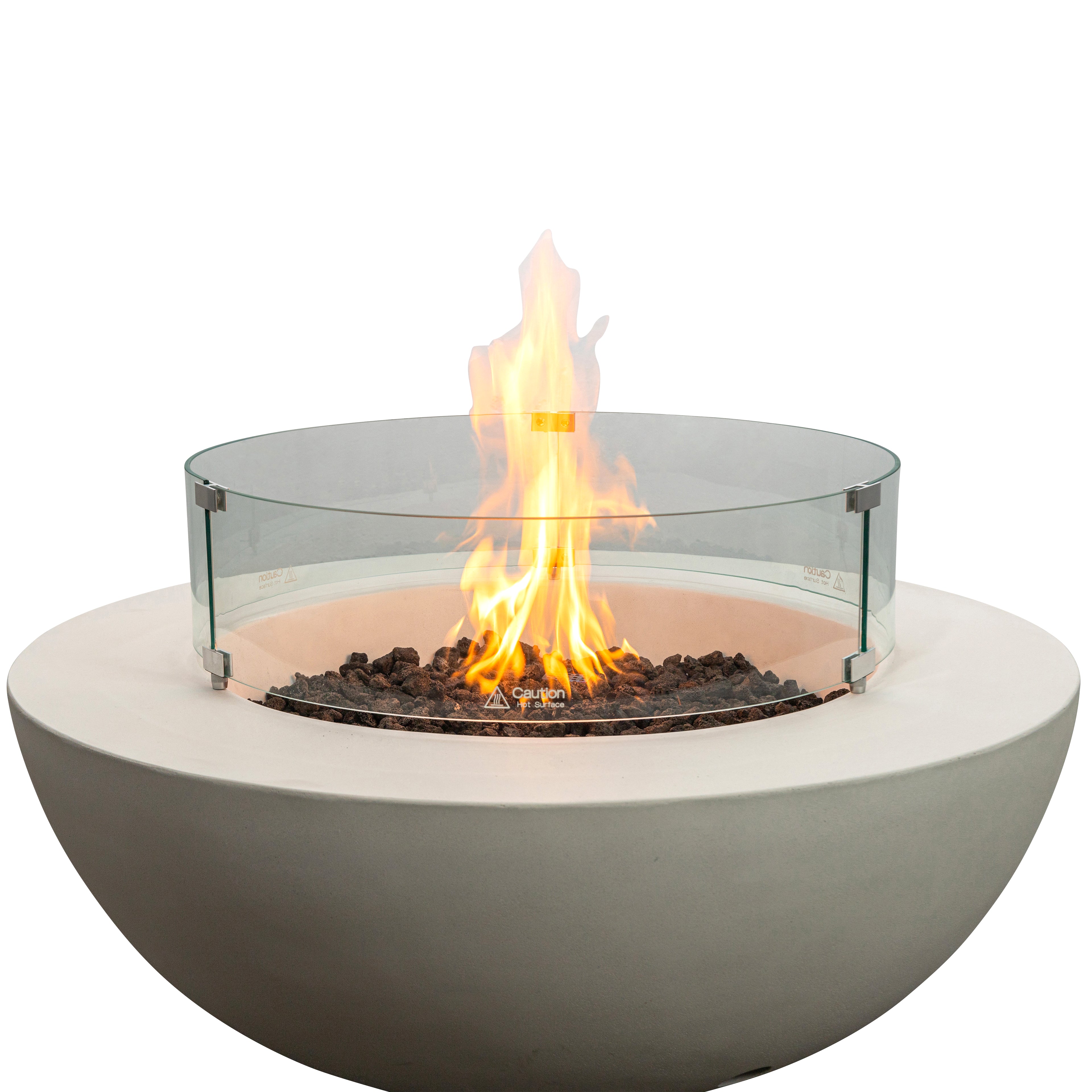 Beton 42" Round Bowl Concrete Natural Gas Fire Pit with Push Button Ignition