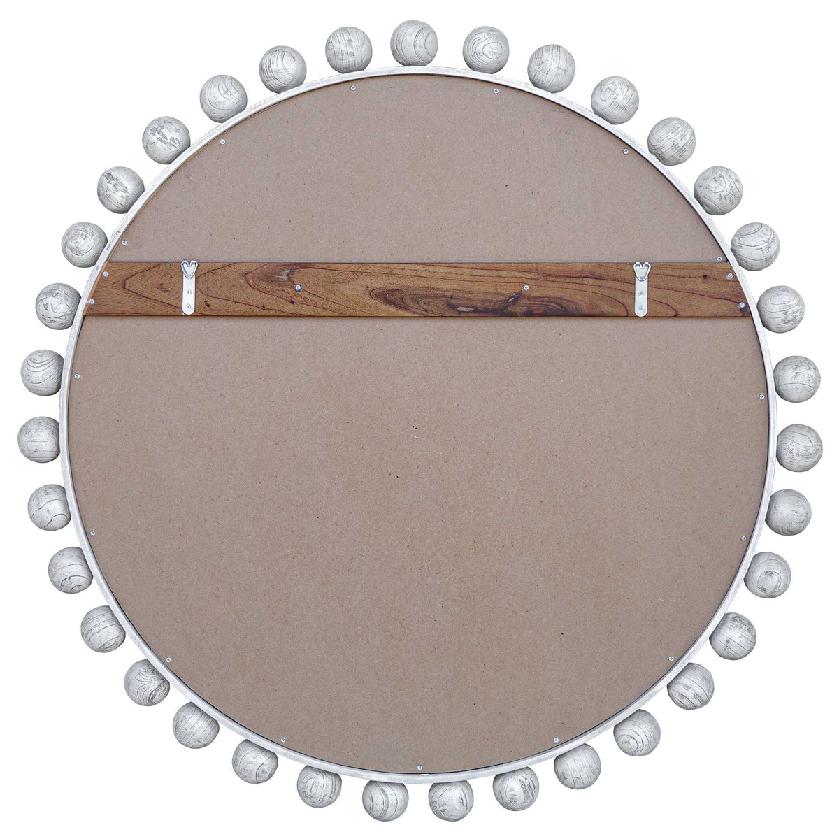 Uttermost Cyra Wood Round Mirror - Aged Ivory