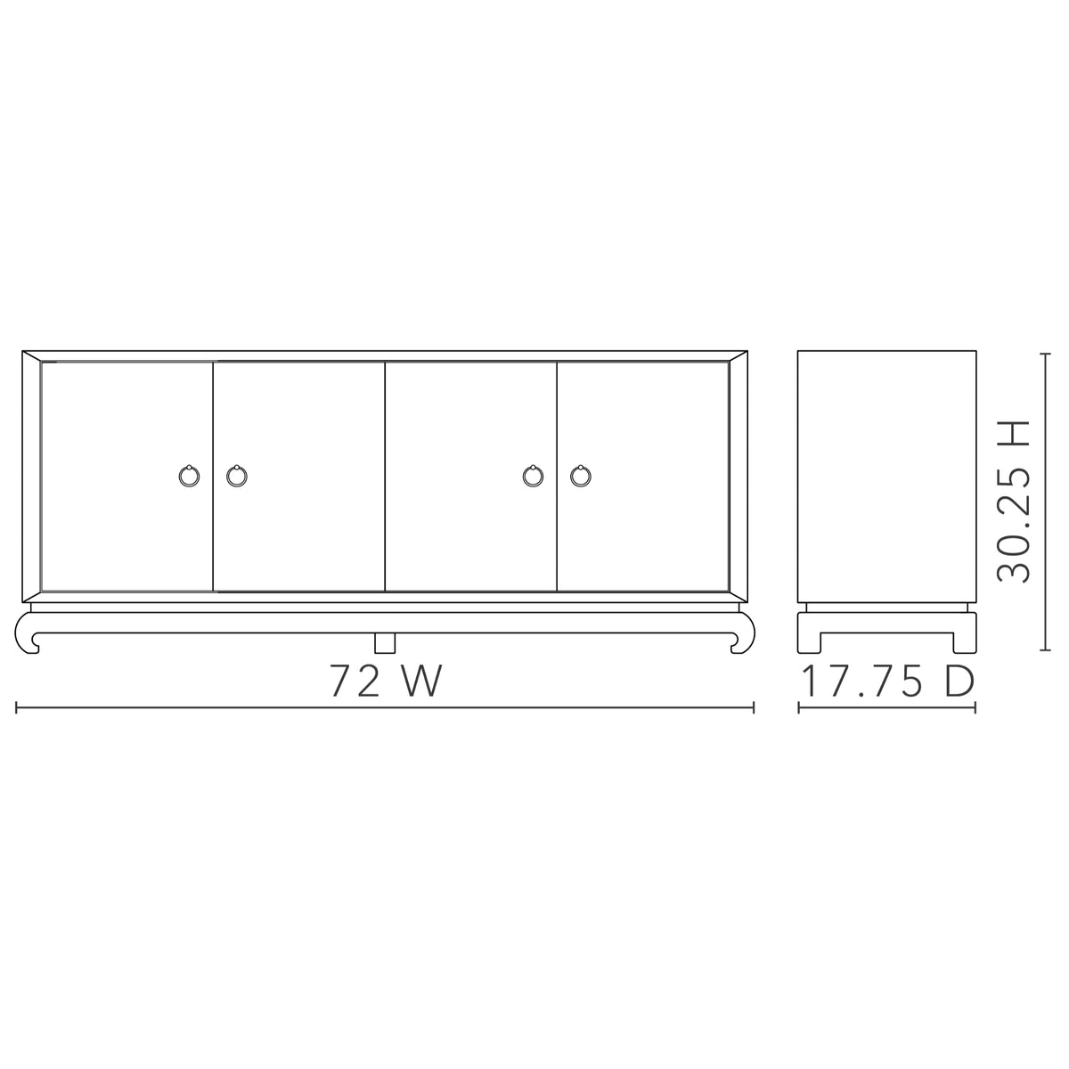 Meredith Extra Large 4-Door Cabinet with Glass Top