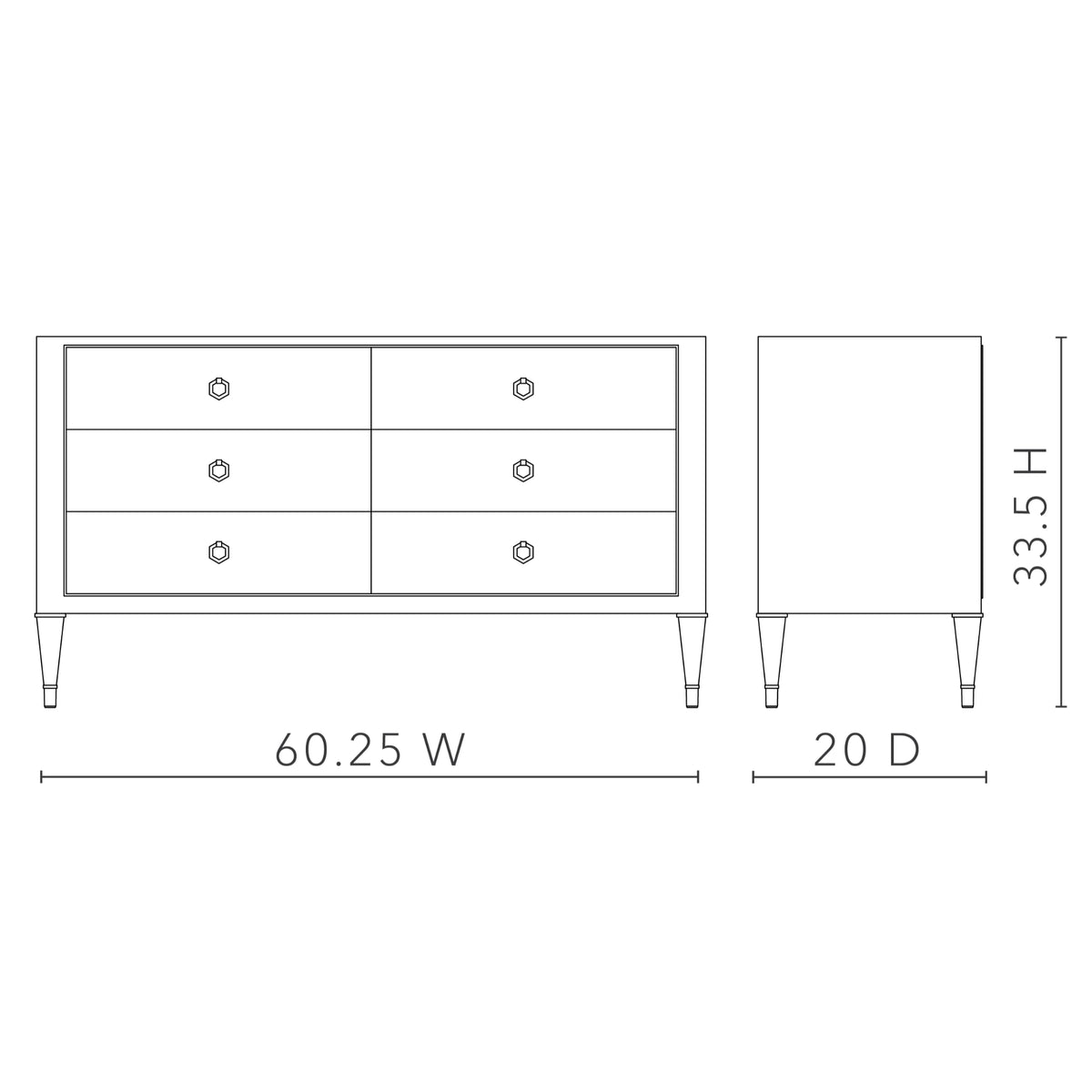 Morris Extra Large 6-Drawer with Glass Top