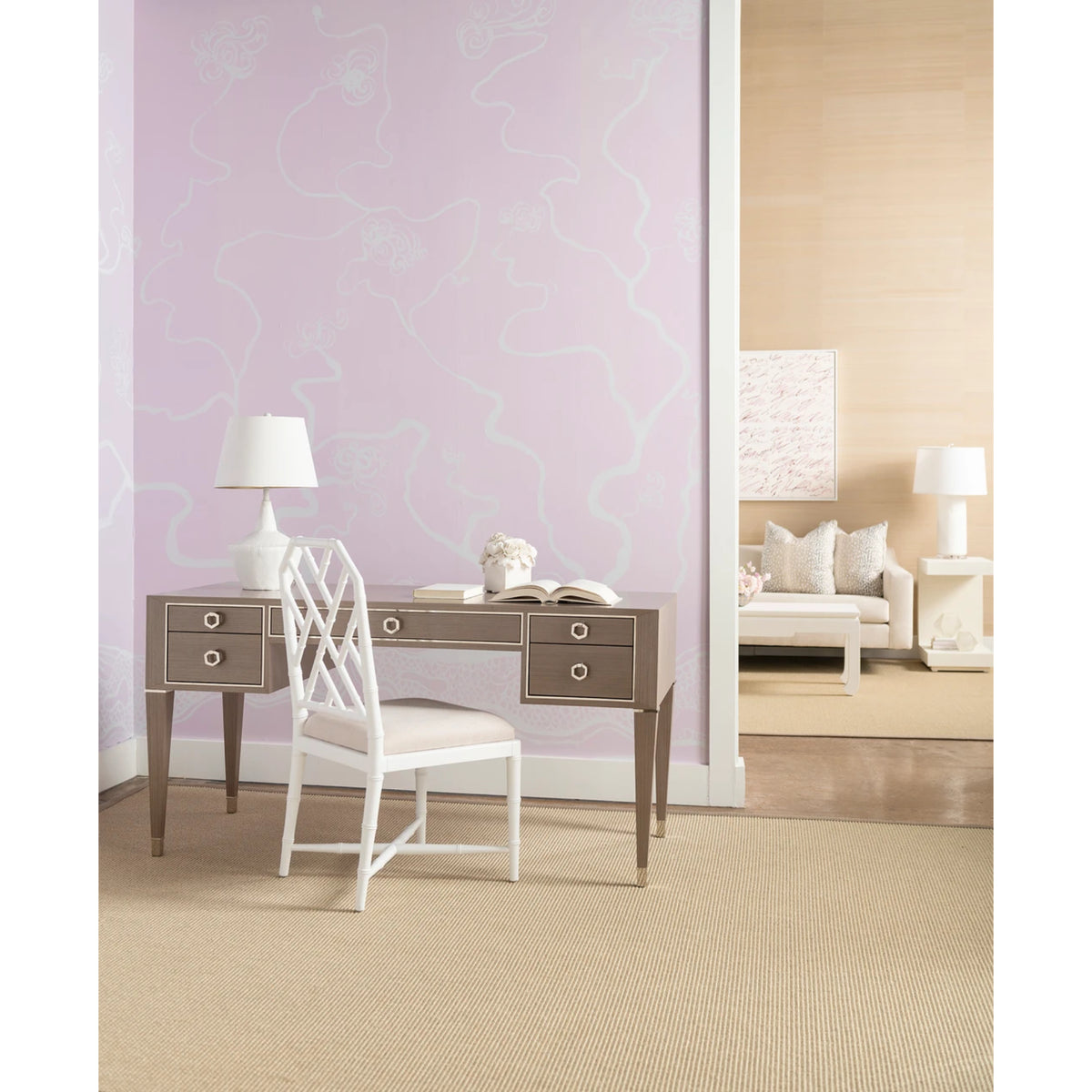 Morris Desk Taupe Gray/Nickel