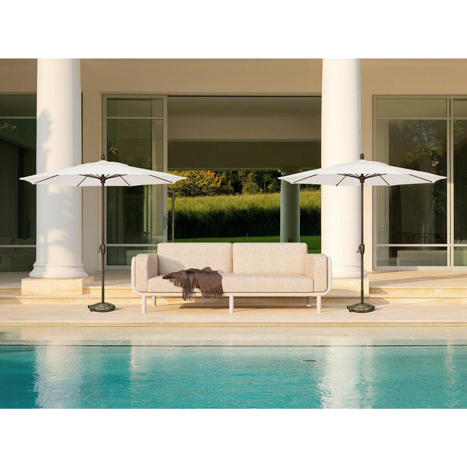 Marbella 9FT Octagonal Crank Aluminum Umbrella - Sunbrella Fabric