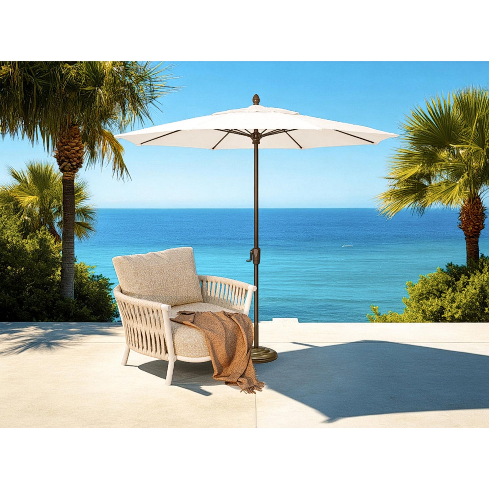 Marbella 9FT Octagonal Crank Aluminum Umbrella - Sunbrella Fabric