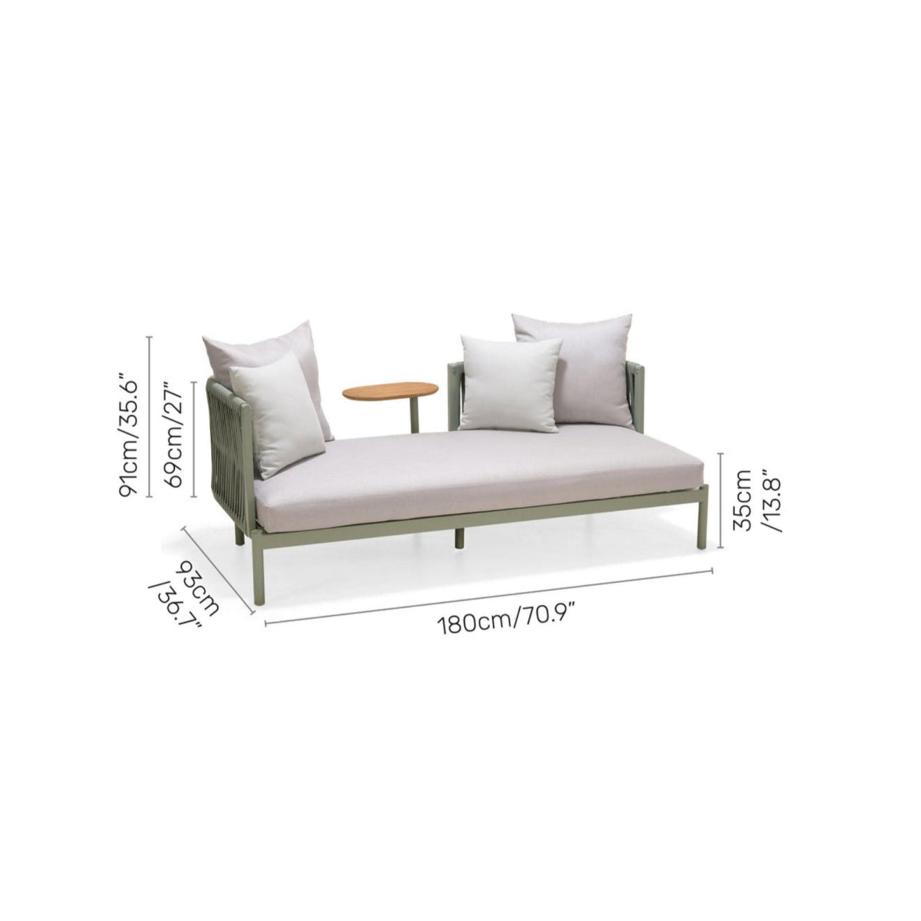 Mica Corner Aluminum Daybed with Side Table