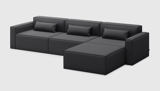 Mix Modular 4-PC Sectional Mowat RavenSectional Gus*  Mowat Raven   Four Hands, Mid Century Modern Furniture, Old Bones Furniture Company, Old Bones Co, Modern Mid Century, Designer Furniture, https://www.oldbonesco.com/
