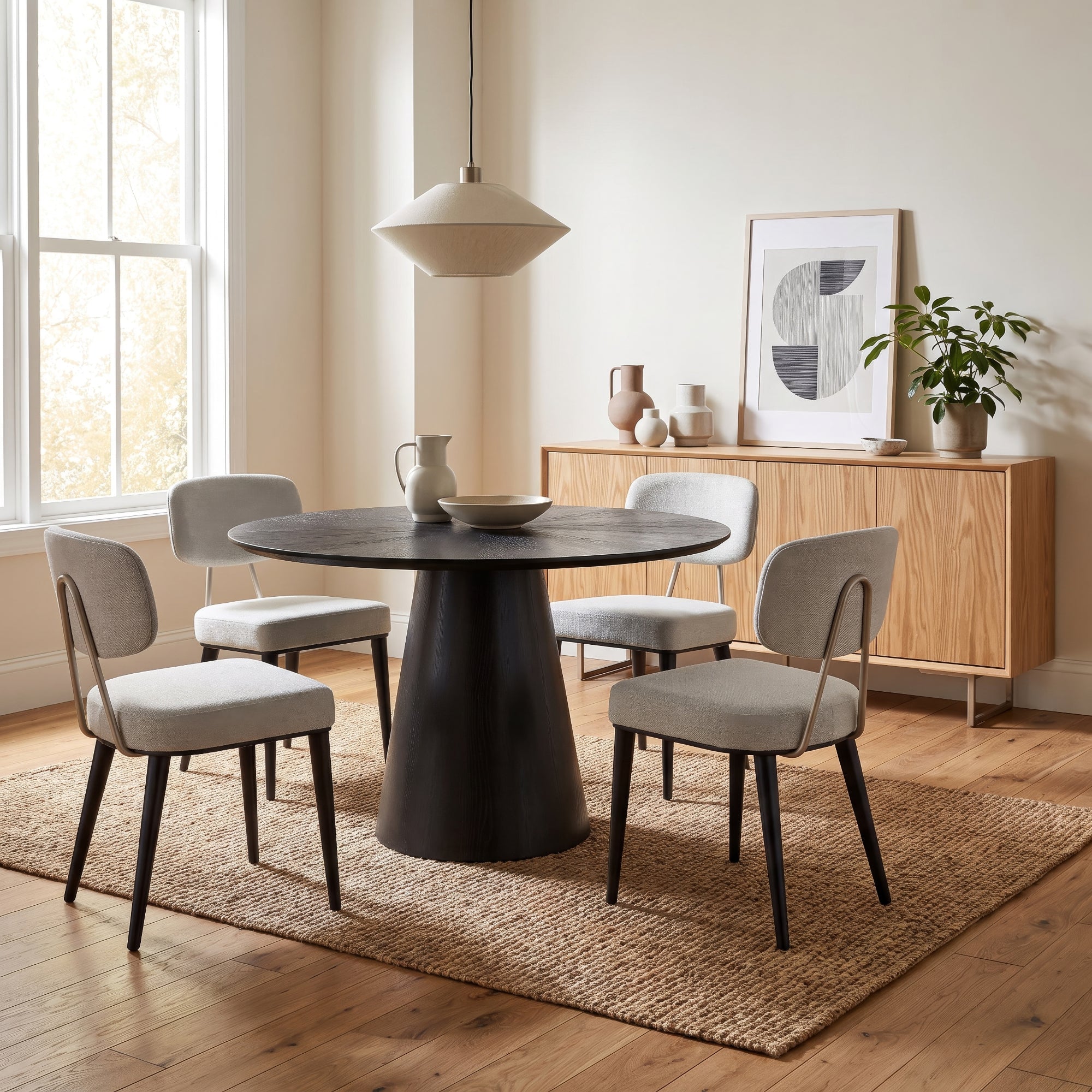 Mona Round Wood Top Dining Table
