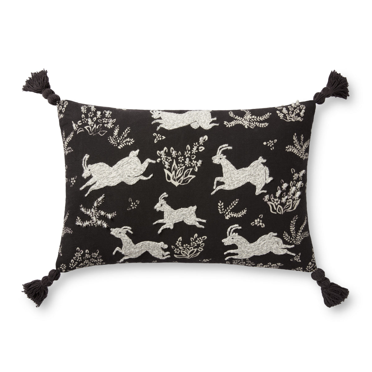 Loloi PLL0027 Black/Ivory 13" x 21" Cover Only Pillow by Loloi