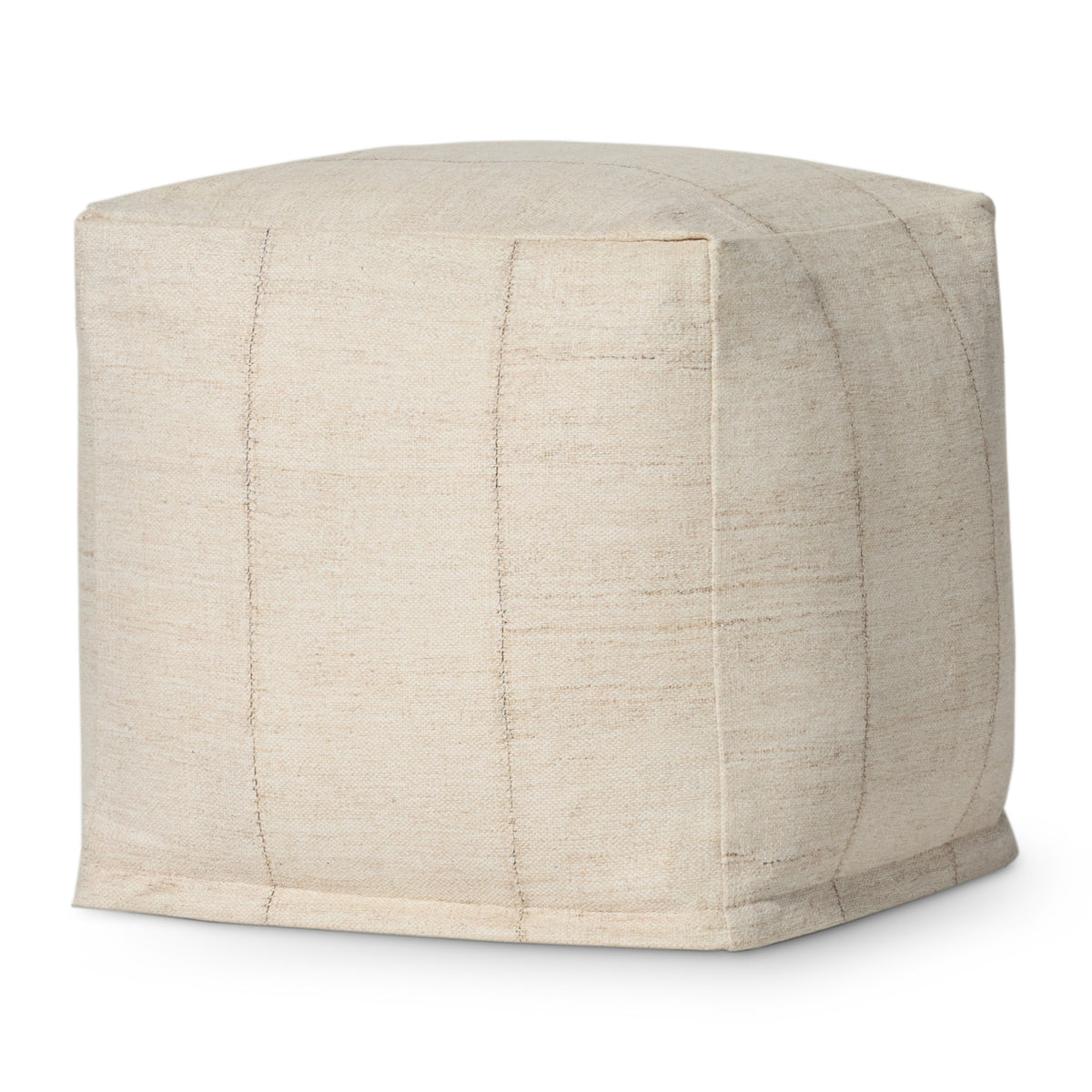 Loloi LPF0043 Ivory 18" x 18" x 18" Pouf by Loloi