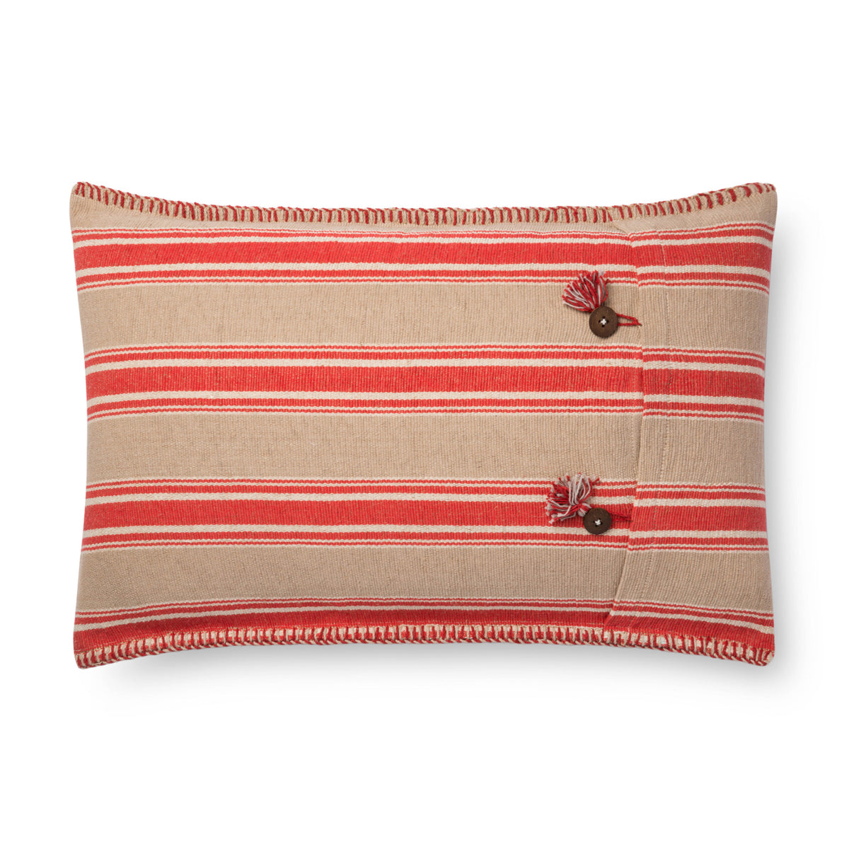 Loloi P0718 Red/Natural 16" x 26" Cover Only Pillow by Loloi