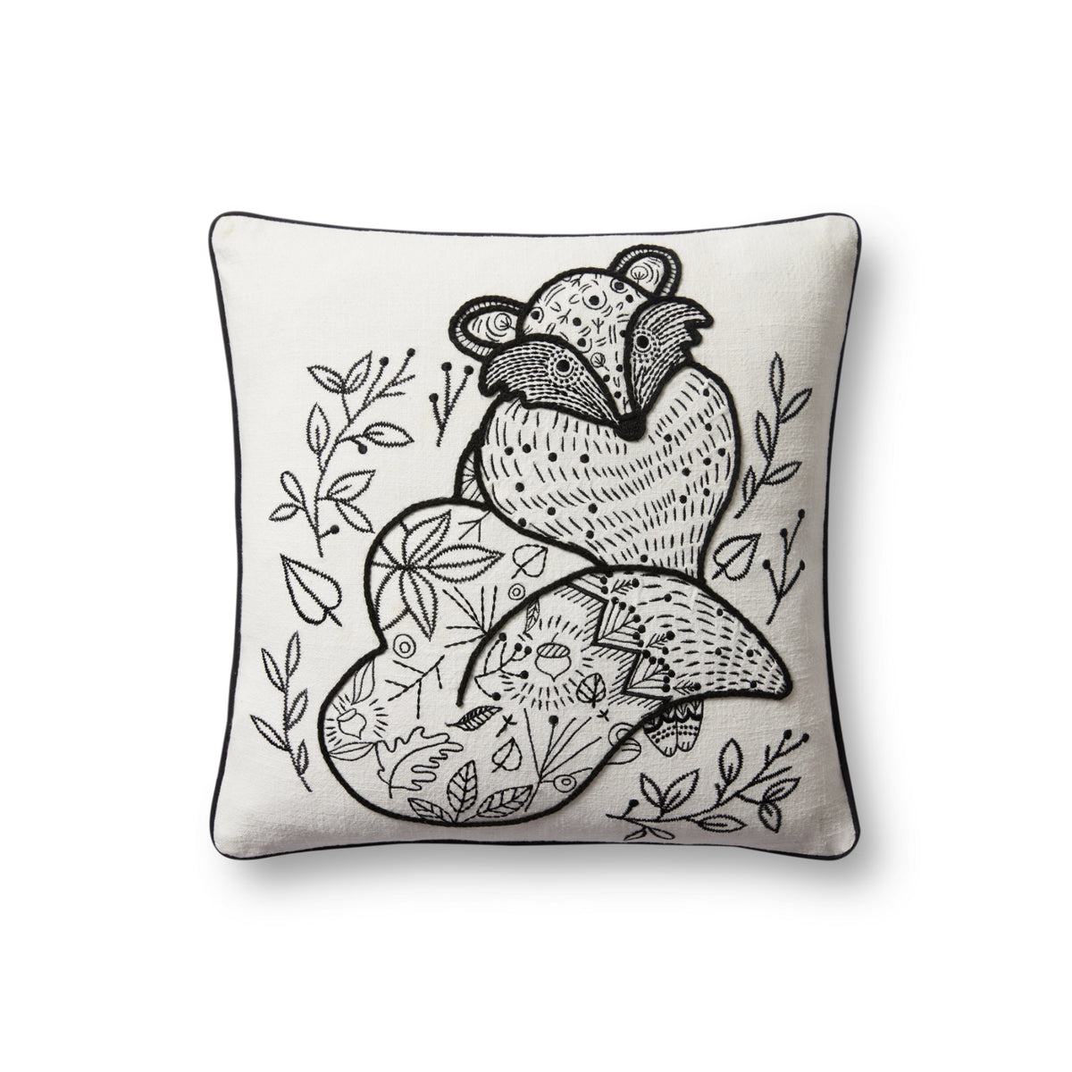Loloi PLL0030 Black/Natural 18" x 18" Cover Only Pillow by Loloi