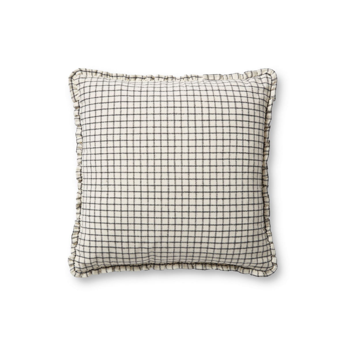 Chris Loves Julia x Loloi Dinah Ivory/Black 18" x 18" Cover Only Pillow