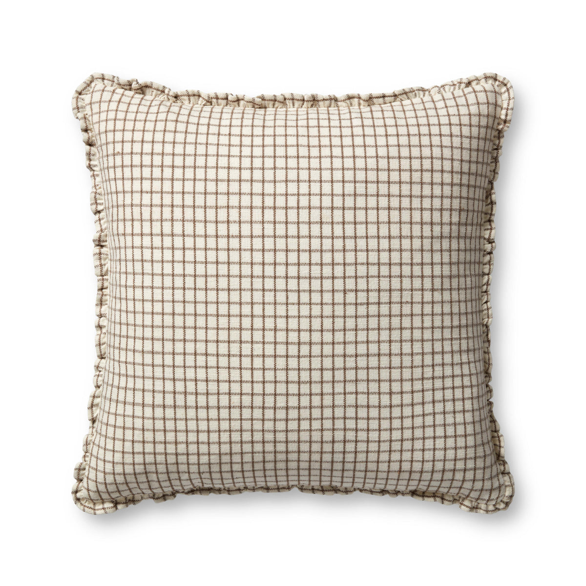 Chris Loves Julia x Loloi Dinah Ivory/Earth 22" x 22" Cover Only Pillow