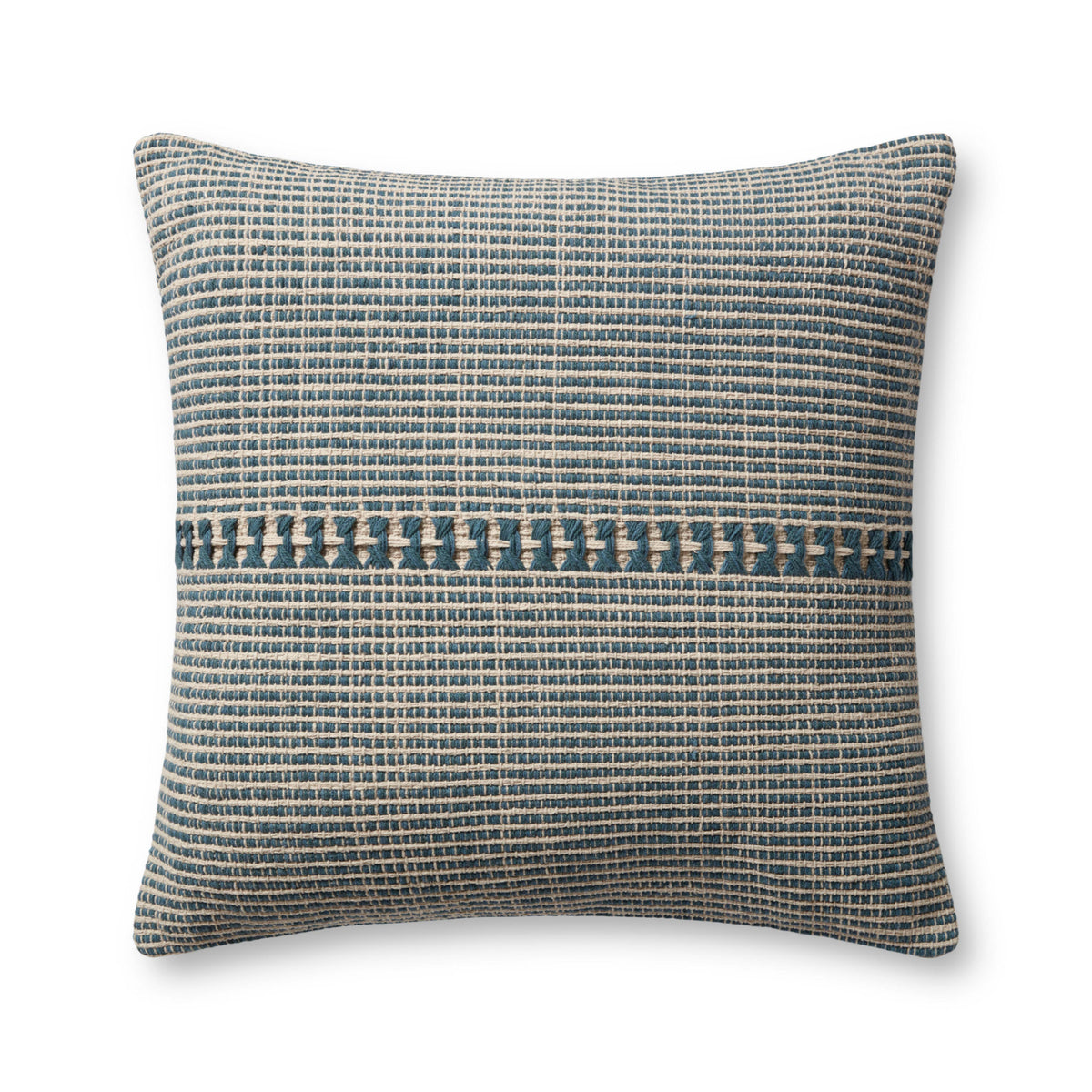 Chris Loves Julia x Loloi Harvey Blue/Natural 22" x 22" Cover Only Pillow