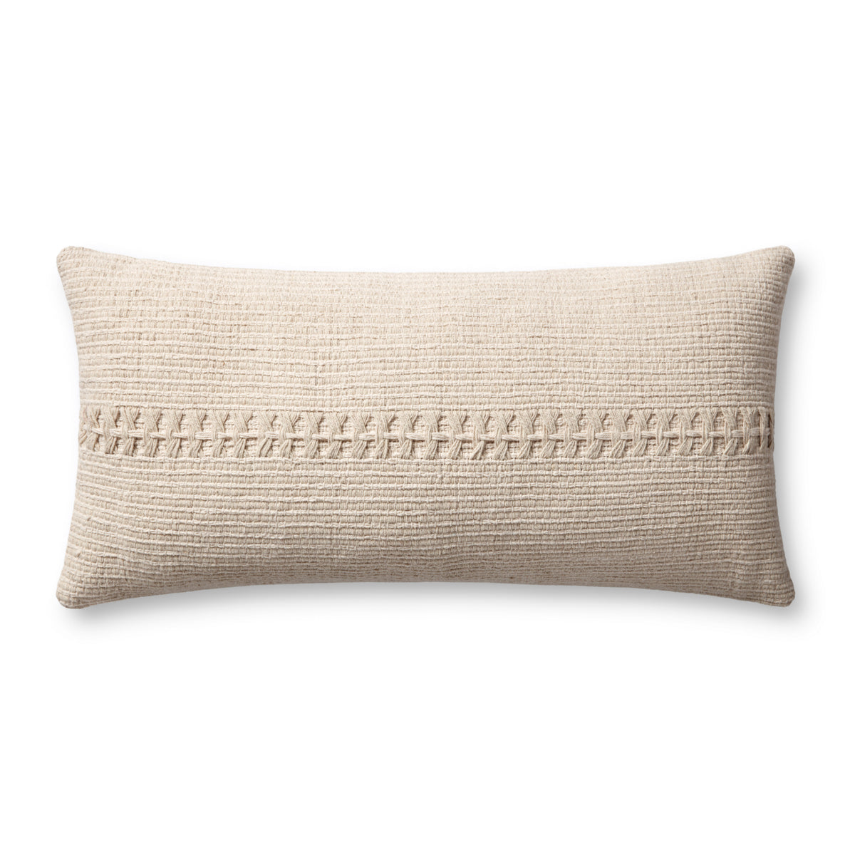 Chris Loves Julia x Loloi Harvey Ivory 12" x 27" Cover Only Pillow