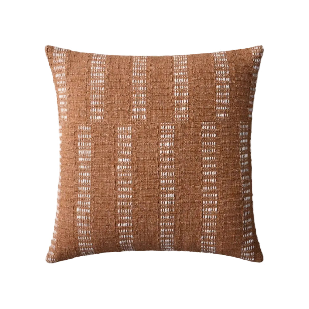 Loloi PLL0135 Rust/Ivory 22'' x 22'' Cover with Poly Pillow