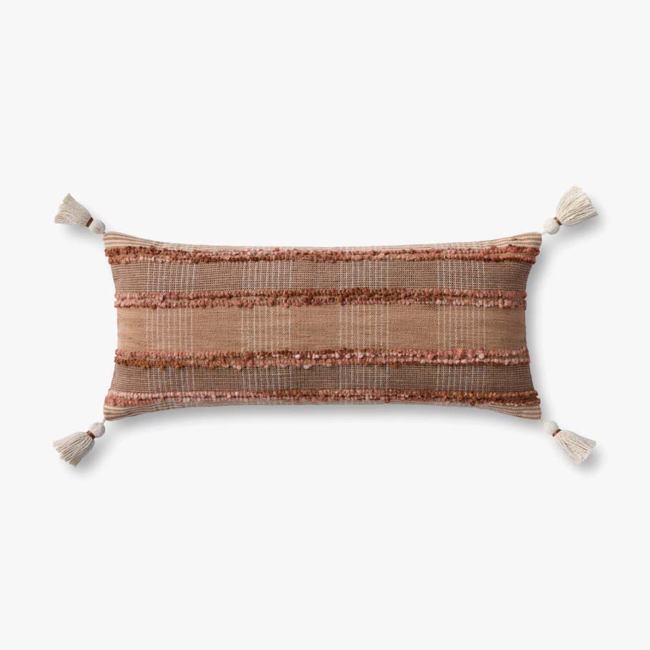 Loloi PLL0137 Rust/Multi 12'' x 27'' Cover with Down Pillow