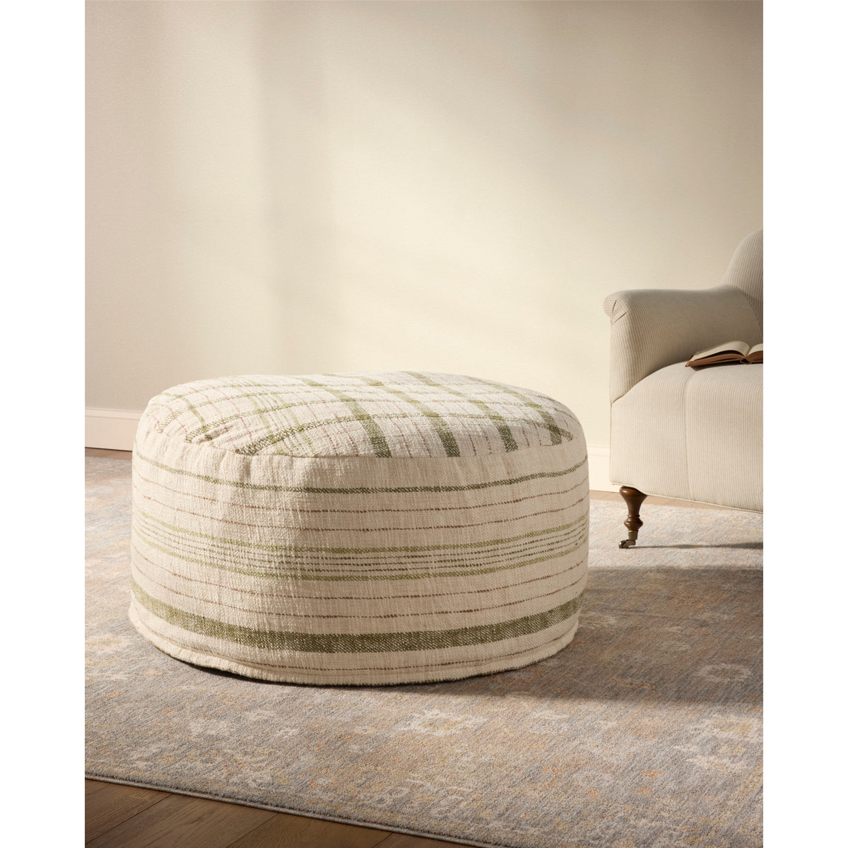 Chris Loves Julia x Loloi Wallace 36"W x 36"D x 17"H Round Pouf by Loloi