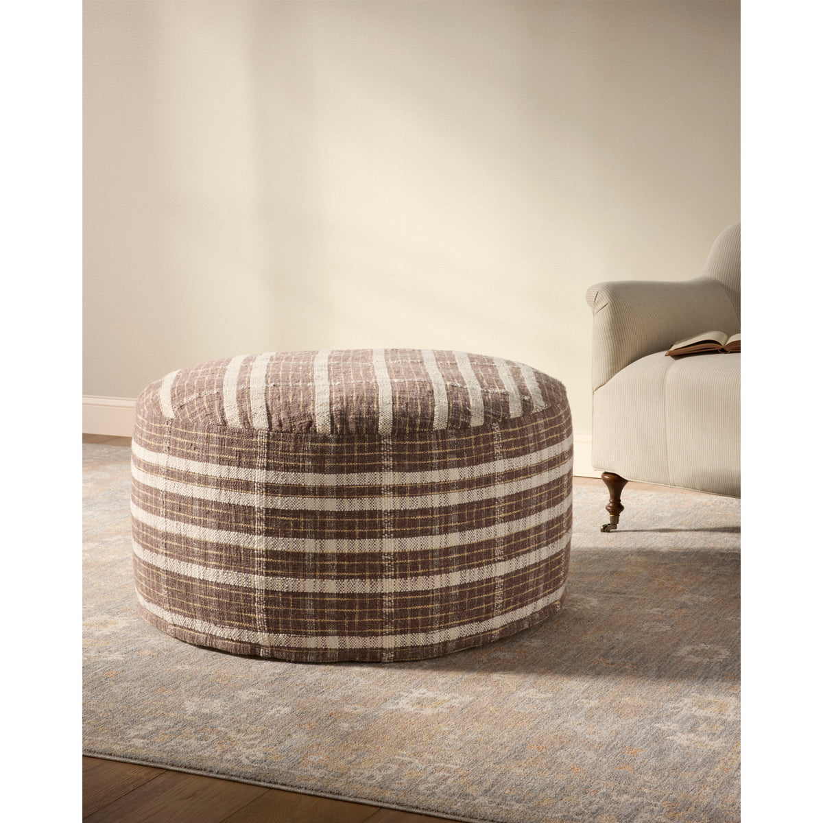 Chris Loves Julia x Loloi Wallace 36"W x 36"D x 17"H Round Pouf by Loloi