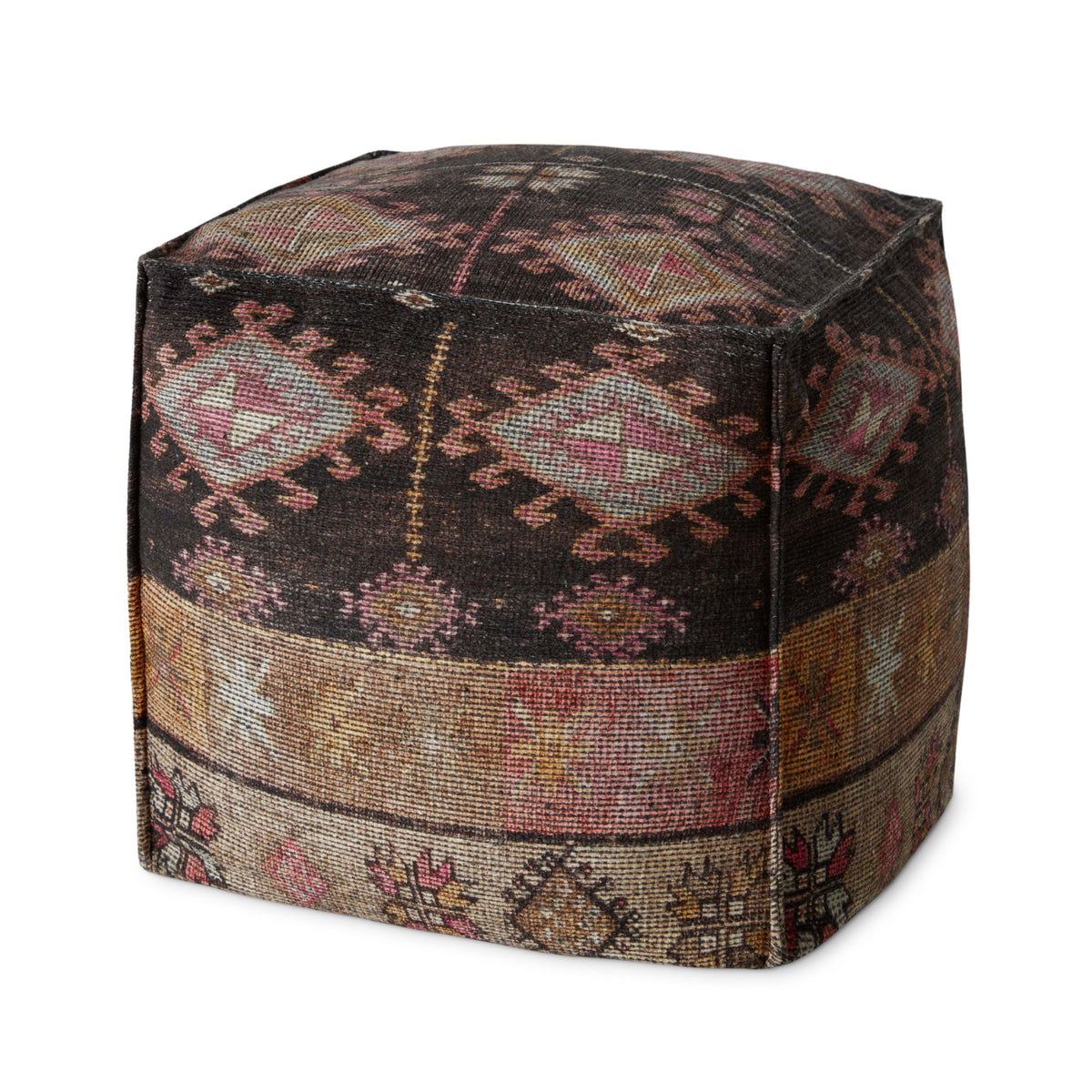 Loloi LPF0033 Multi 18"W x 18"D x 18"H Pouf by Loloi