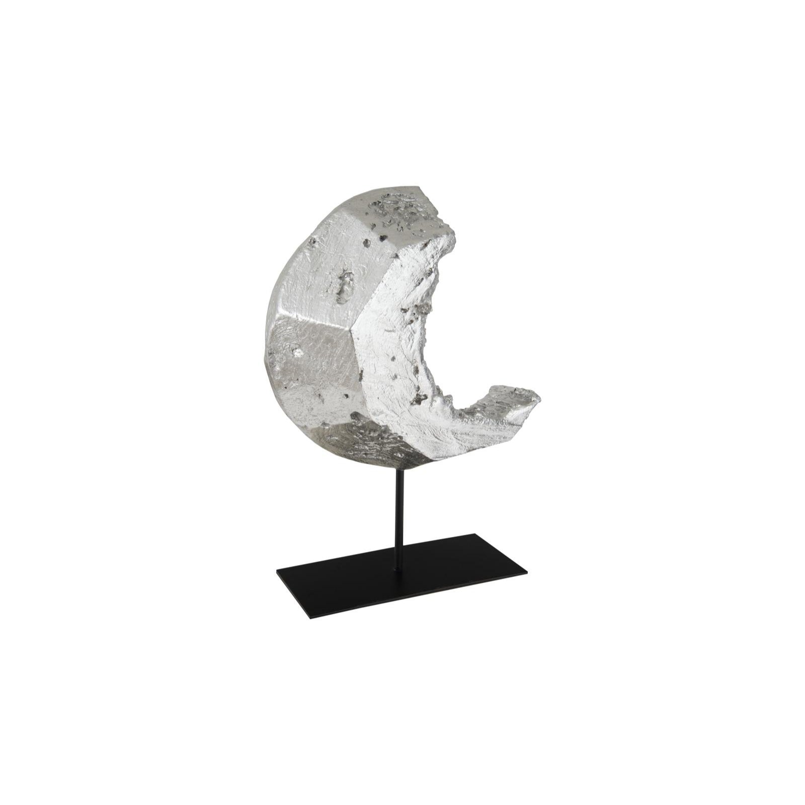 Cast Eroded Wood Circle on Stand - Silver Leaf