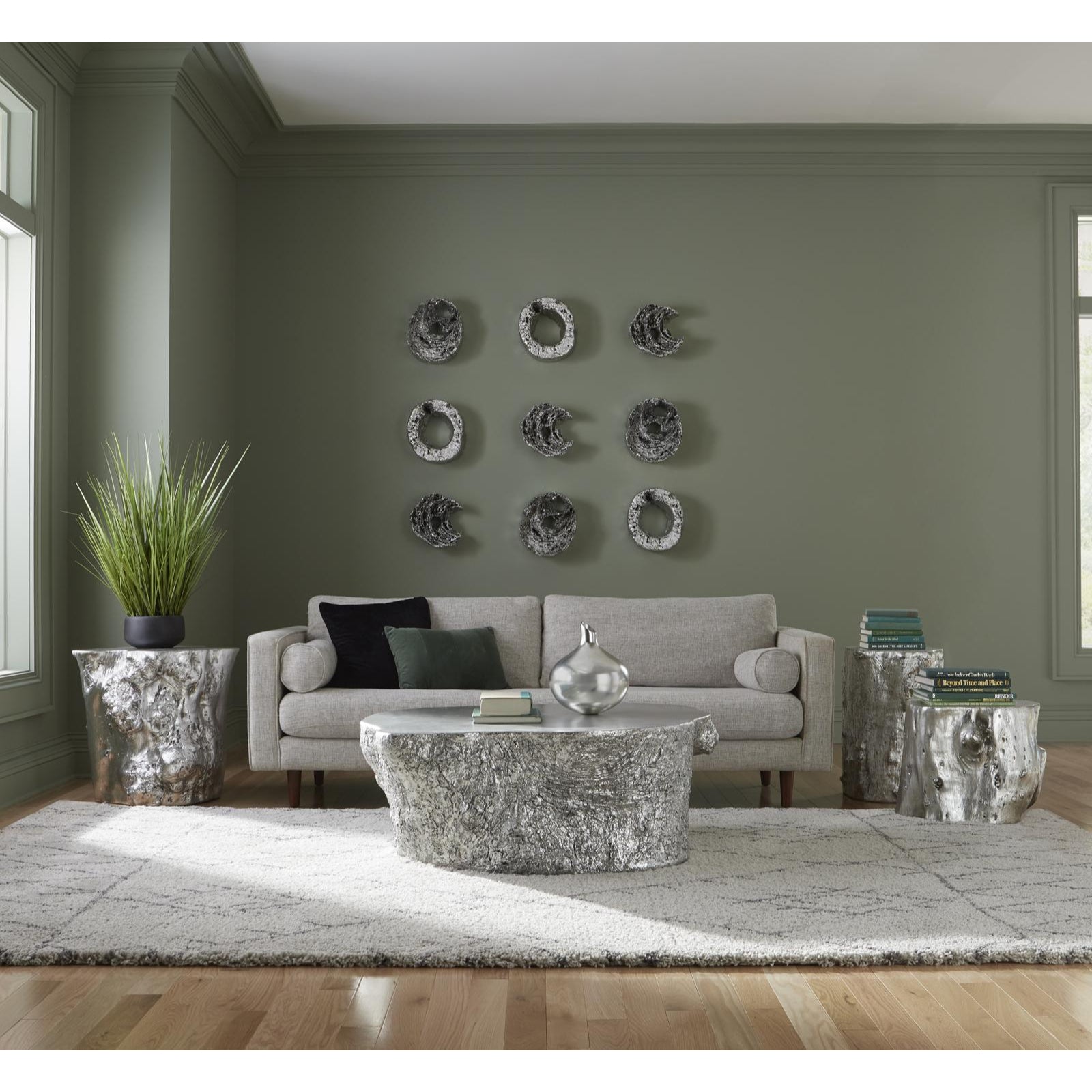 Cast Eroded Wood Circle Single Hole Wall Tile