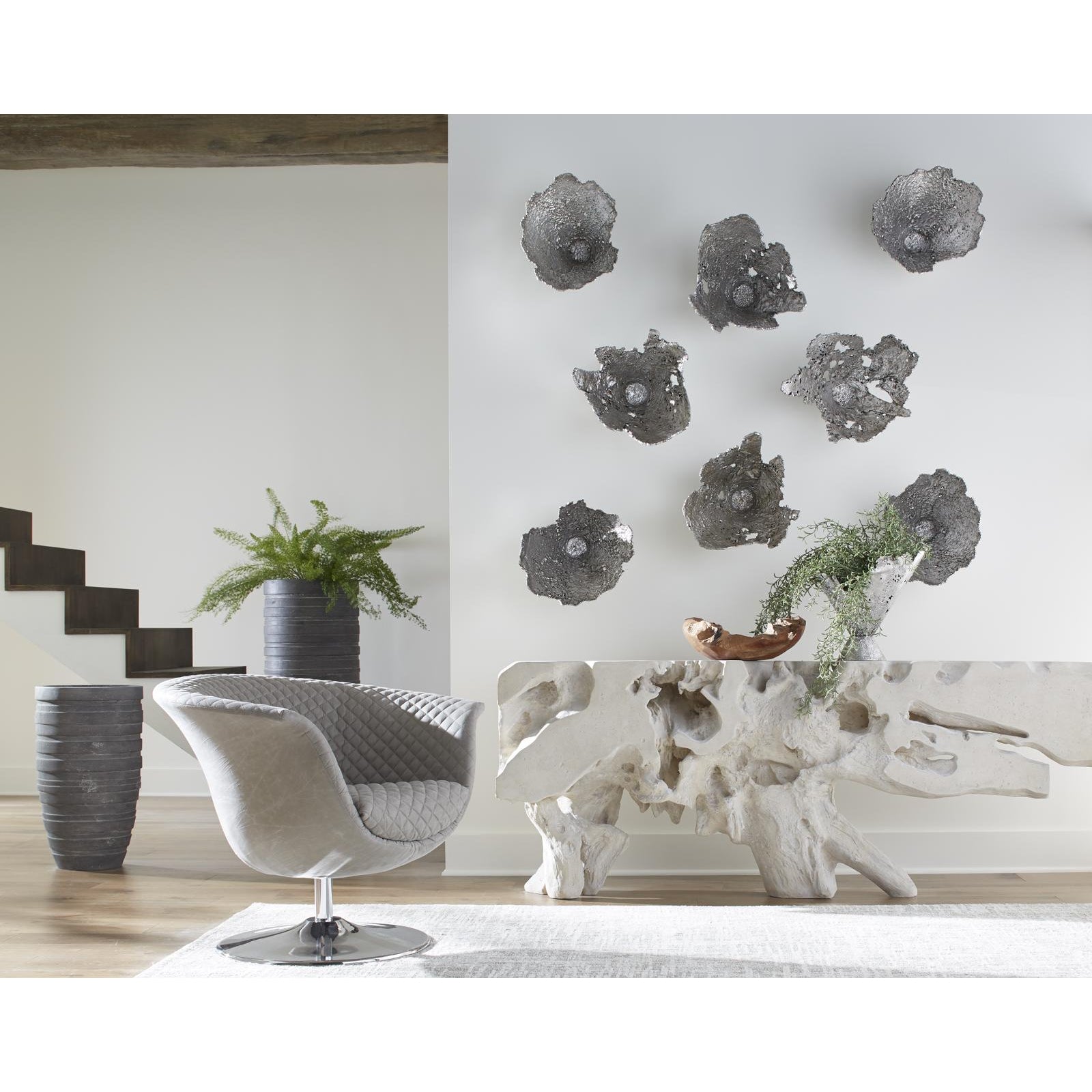 Jagged Splash Bowl Wall Art - Silver Leaf