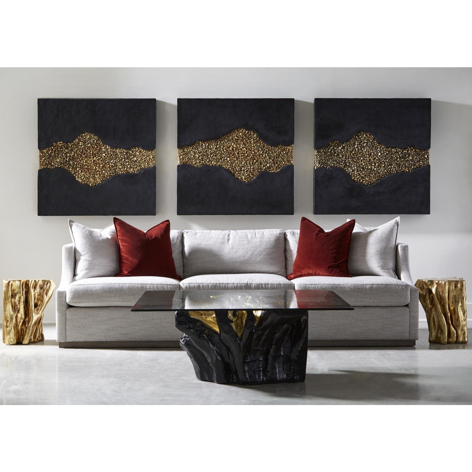 Geode Texture Panel Black and Gold