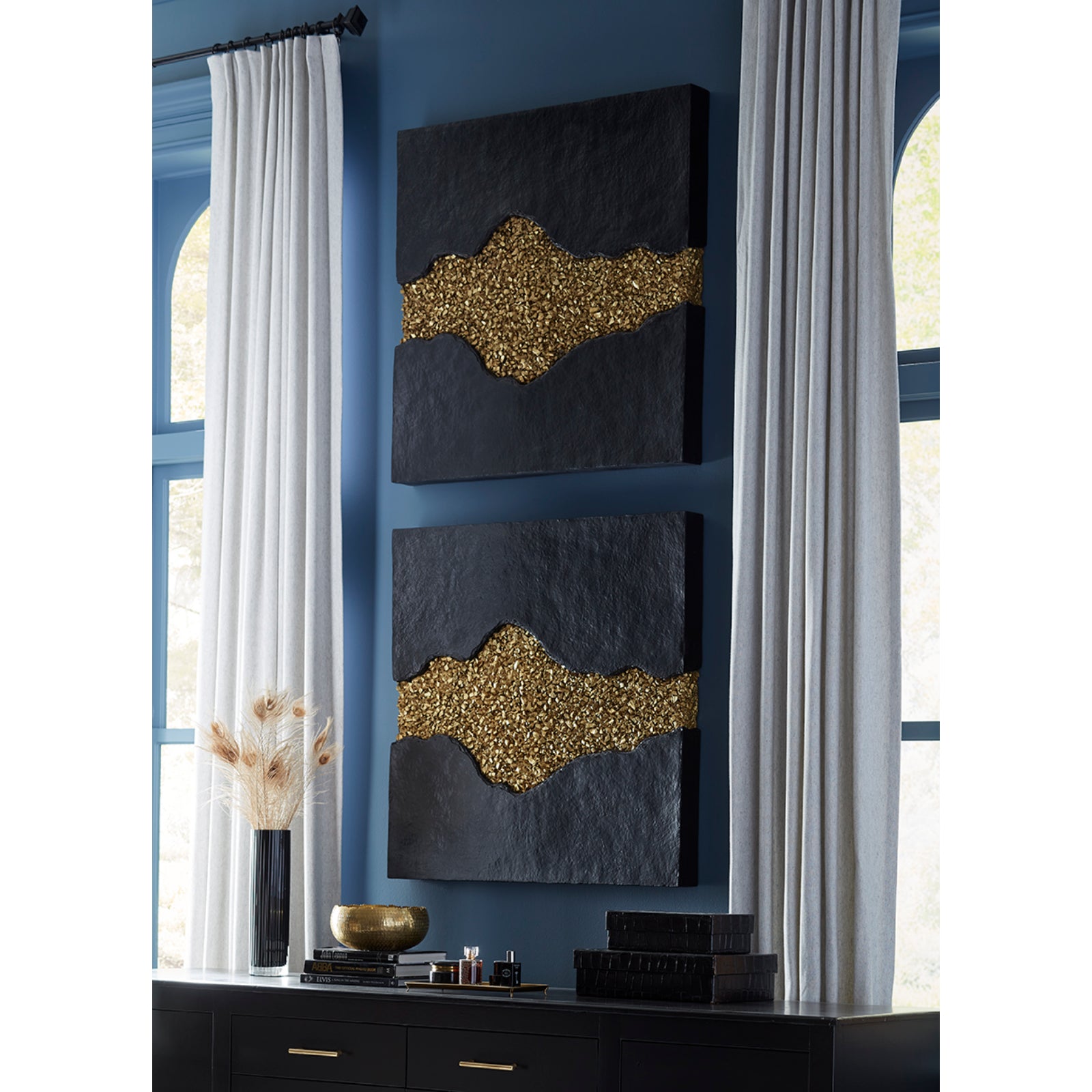 Geode Texture Panel Black and Gold