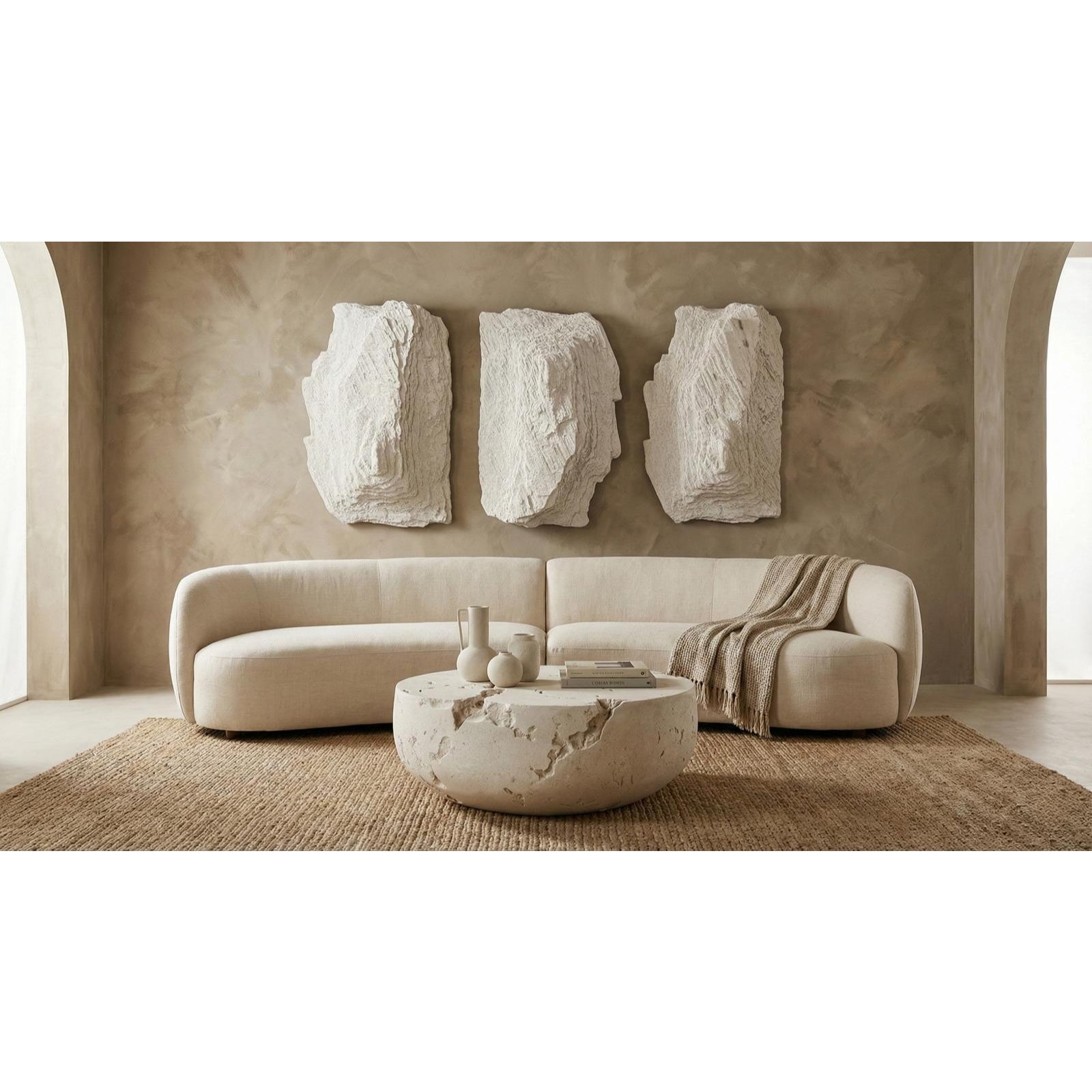 Cast Round Cheese Stone Coffee Table
