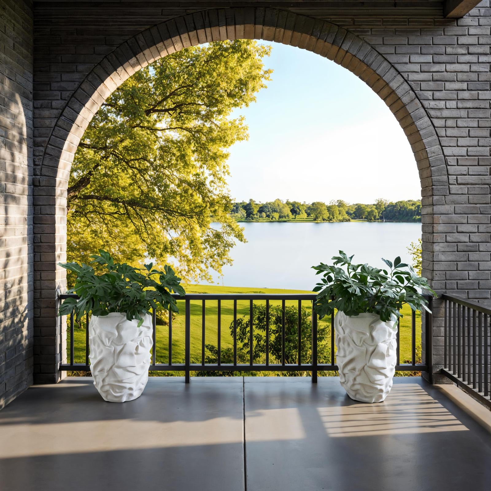 Drape White Stone Planter - Large