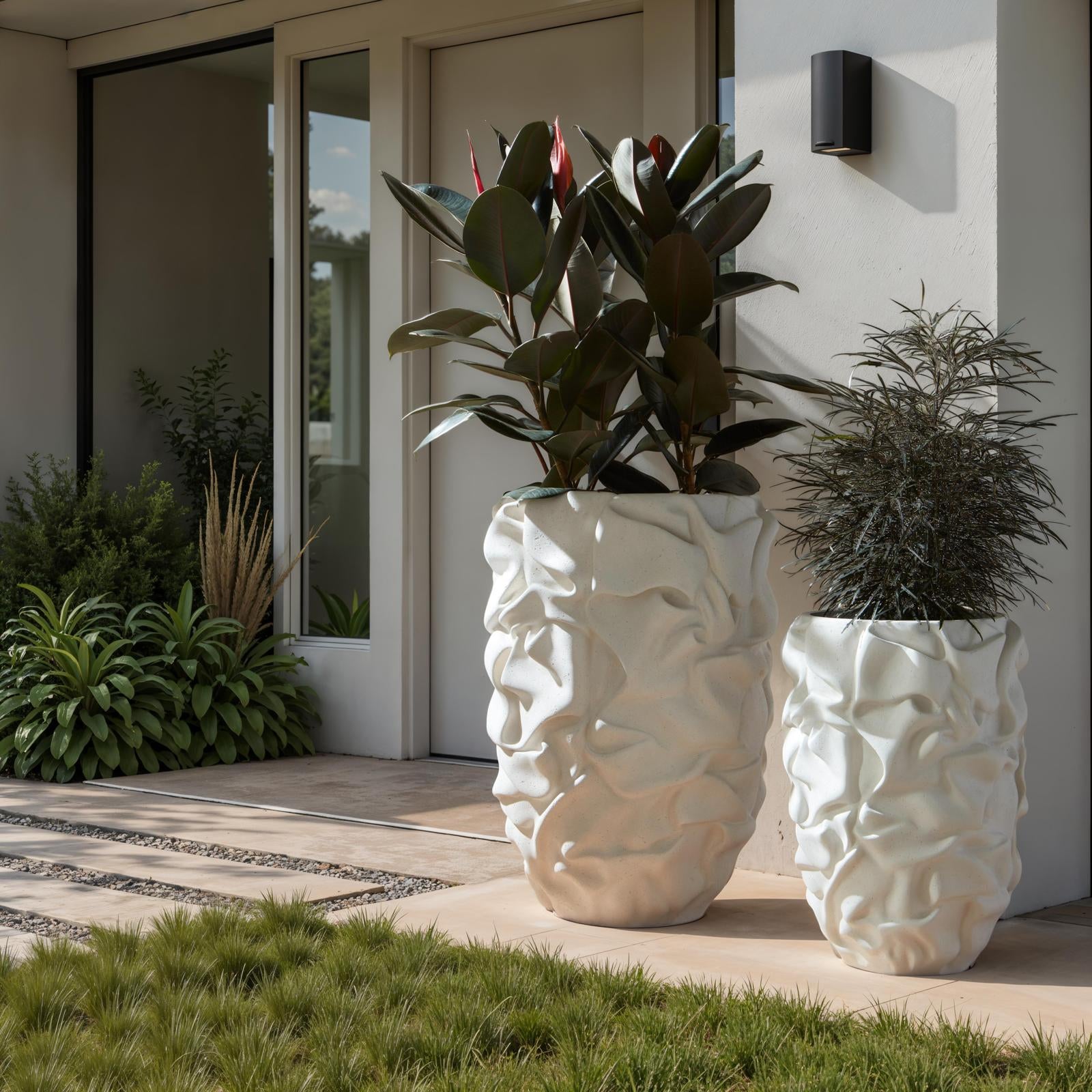 Drape White Stone Planter - Large