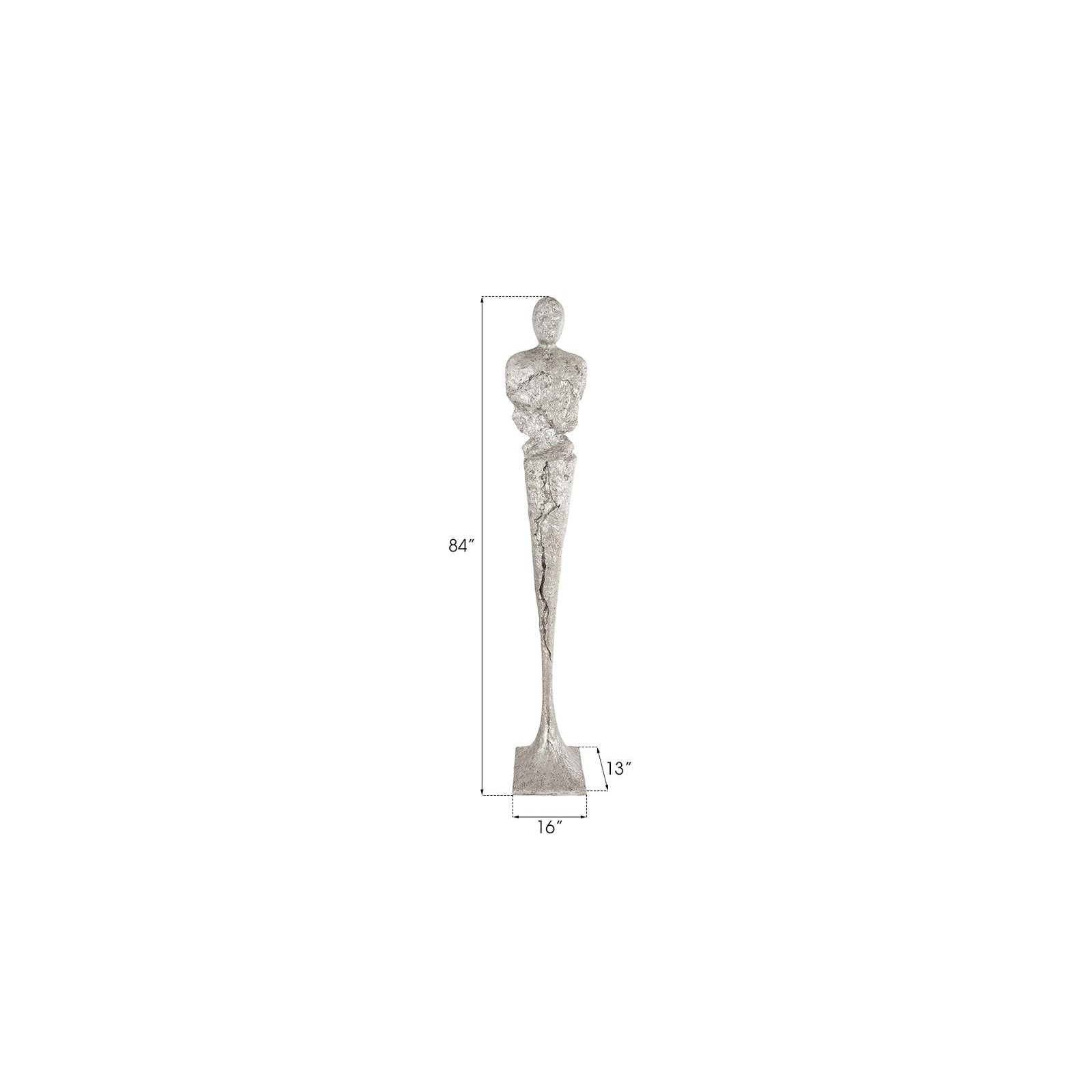 Tall Chiseled Male Sculpture - Silver