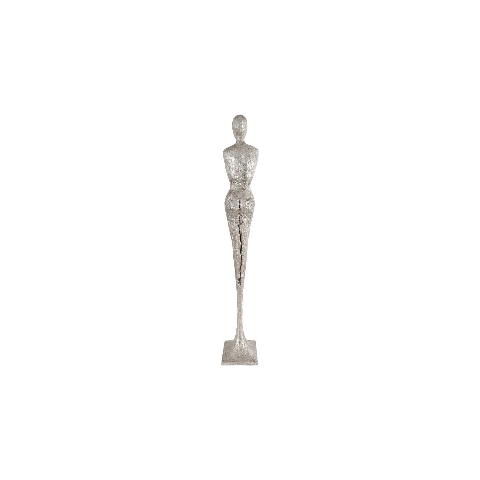Tall Chiseled Female Sculpture - Silver