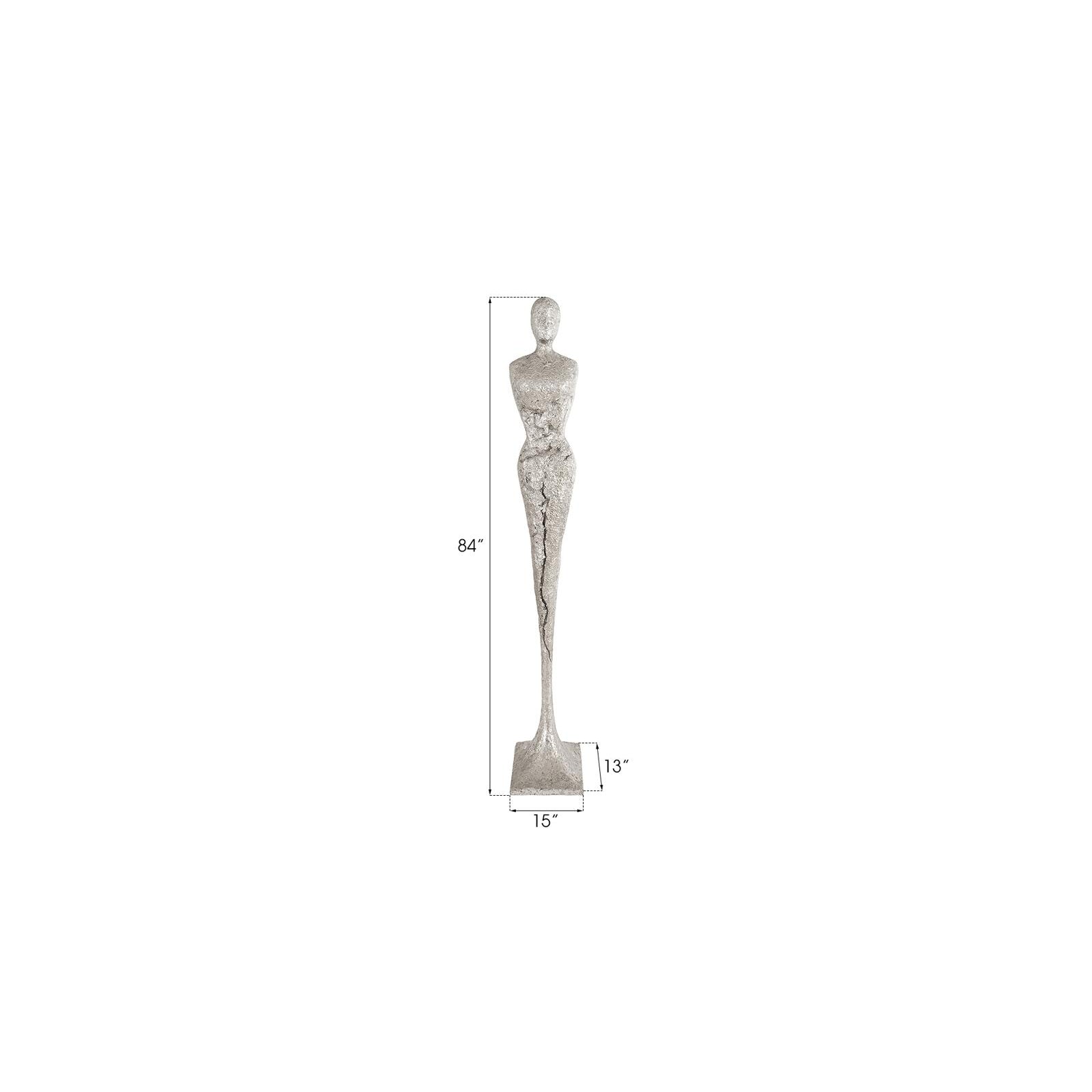 Tall Chiseled Female Sculpture - Silver