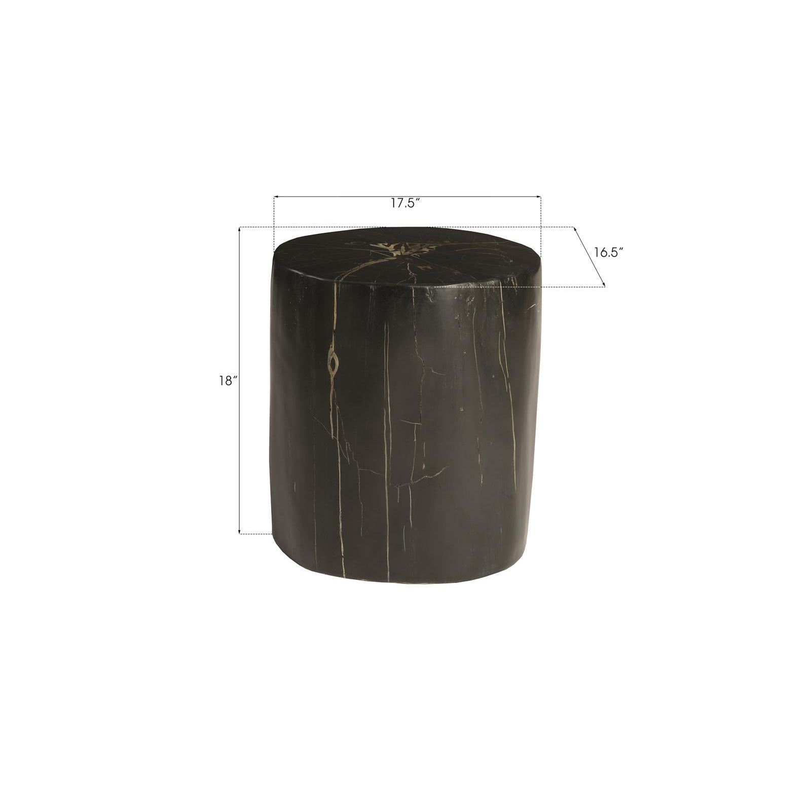 Cast Petrified Wood Stool - Black