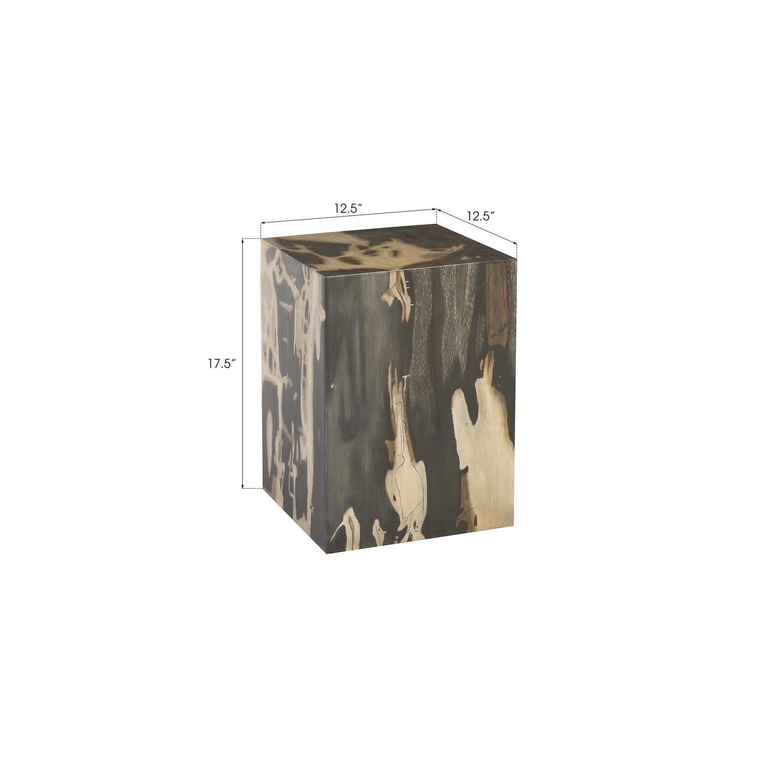Cast Petrified Wood Square Stool