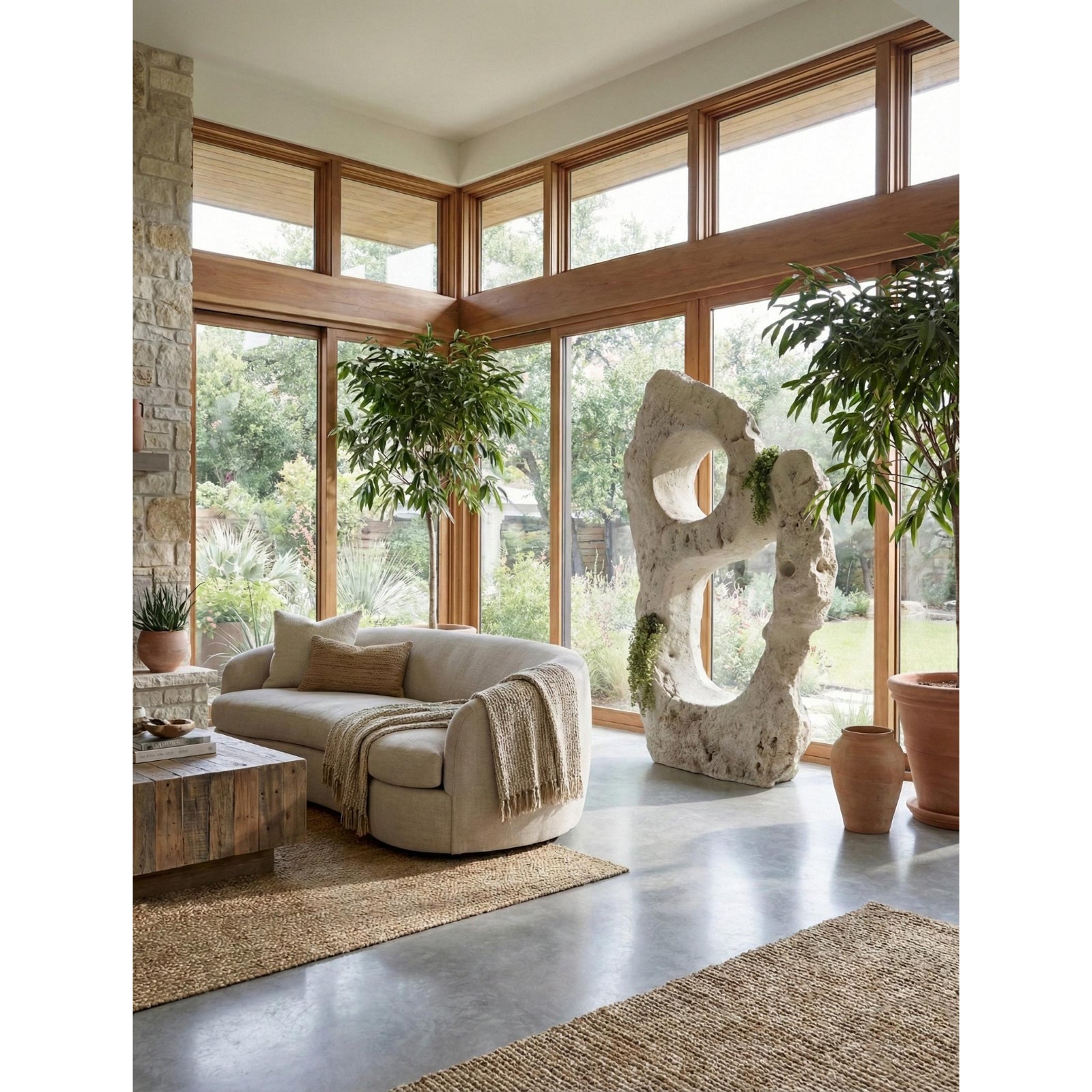Colossal Cast Stone Double Hole Sculpture
