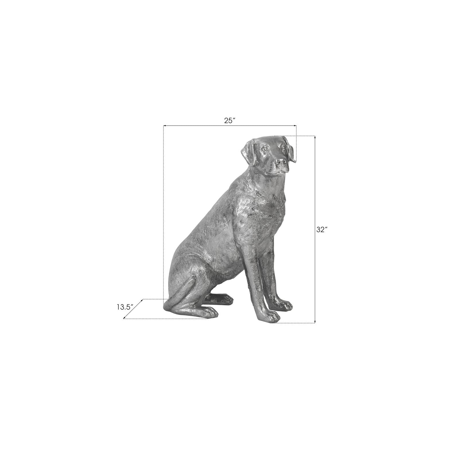 Labrador Dog Sculpture - Liquid Silver