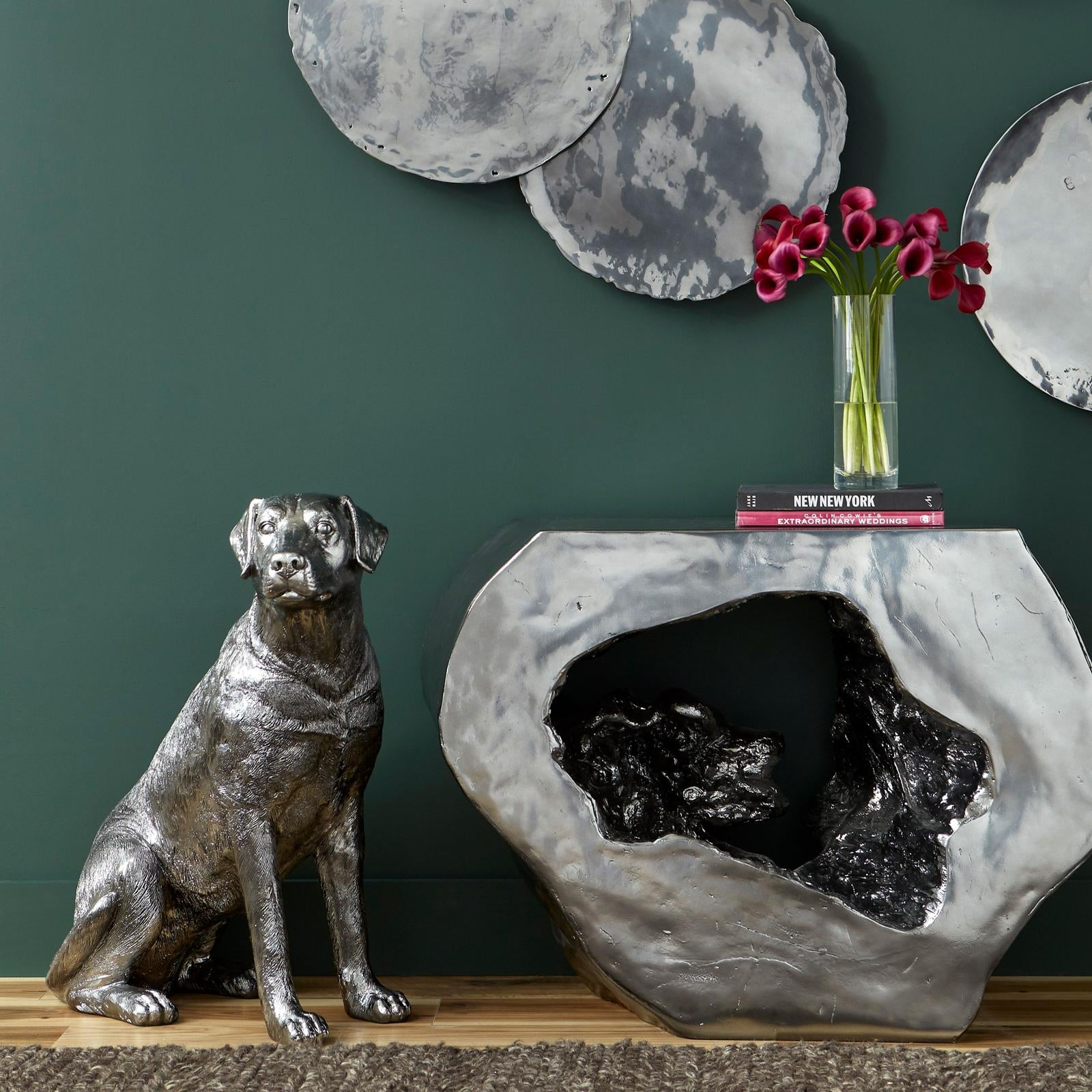 Labrador Dog Sculpture - Liquid Silver