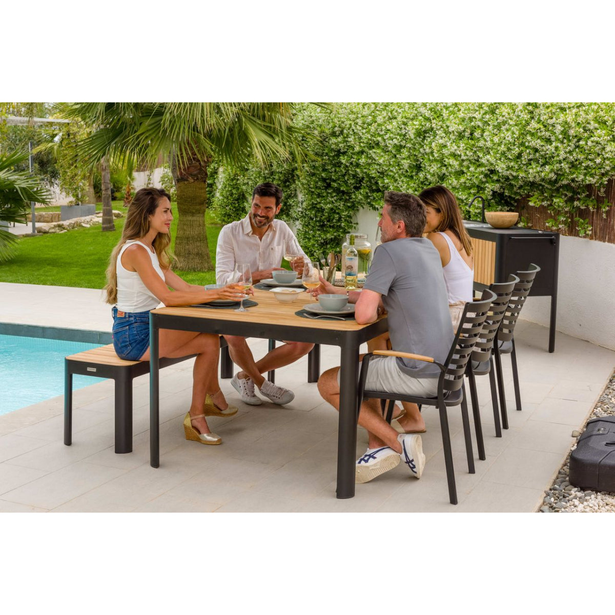 Portals Teak and Aluminum Picnic Bench