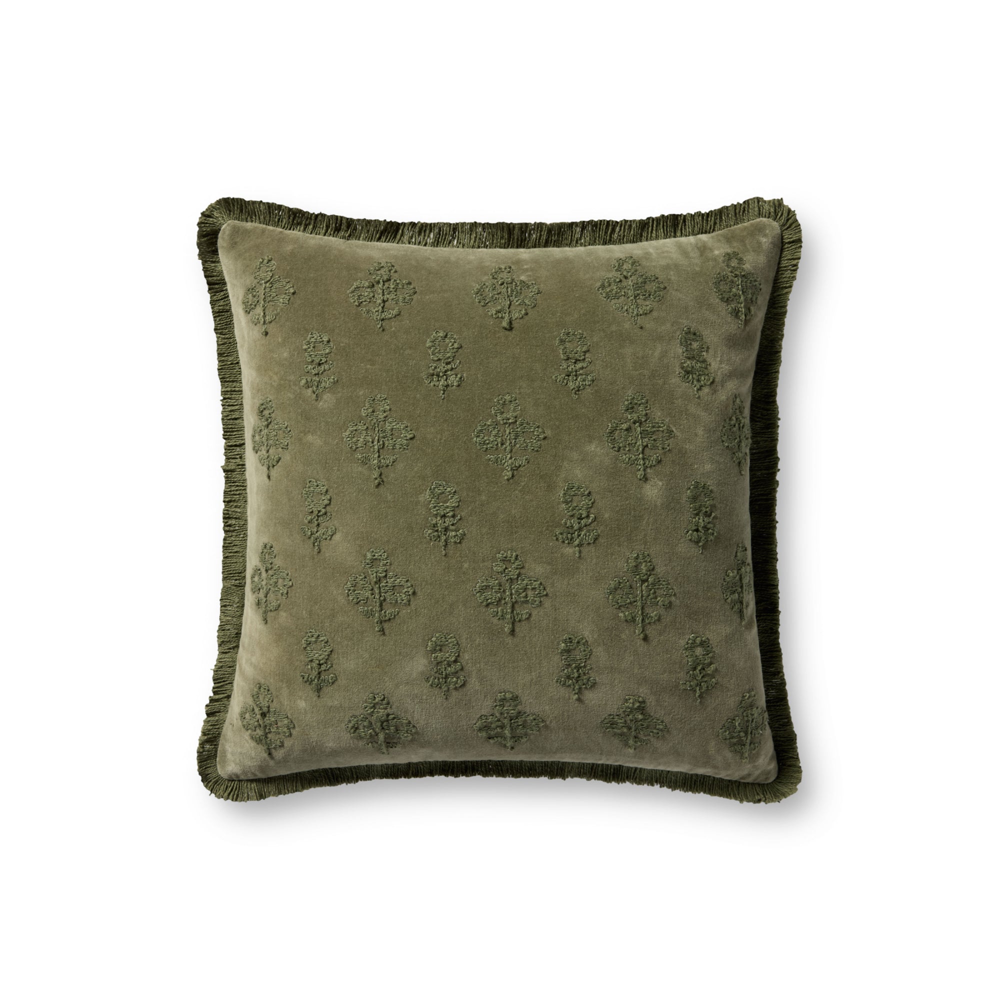 Chris Loves Julia x Loloi Darla Olive 18'' x 18'' Cover with Poly Pillow