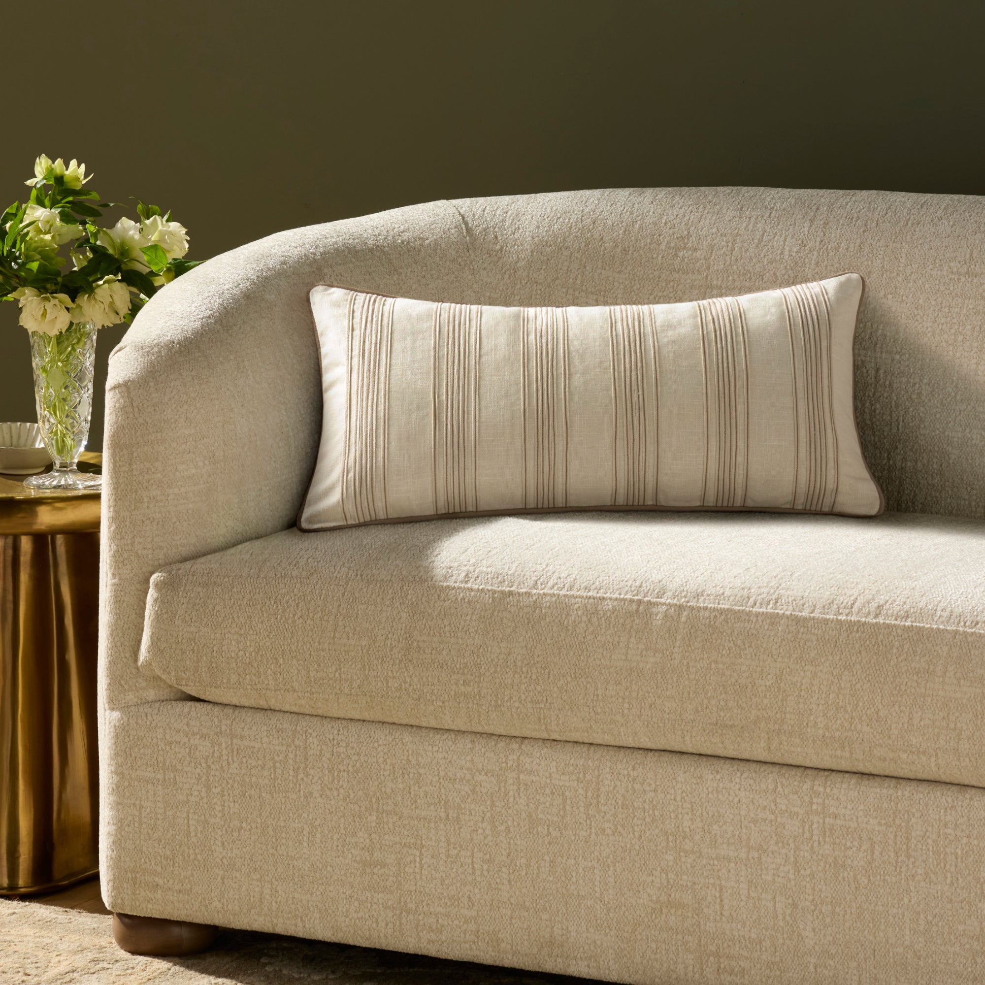 Chris Loves Julia x Loloi Verona Ivory 12" x 27" Cover with Poly Pillow