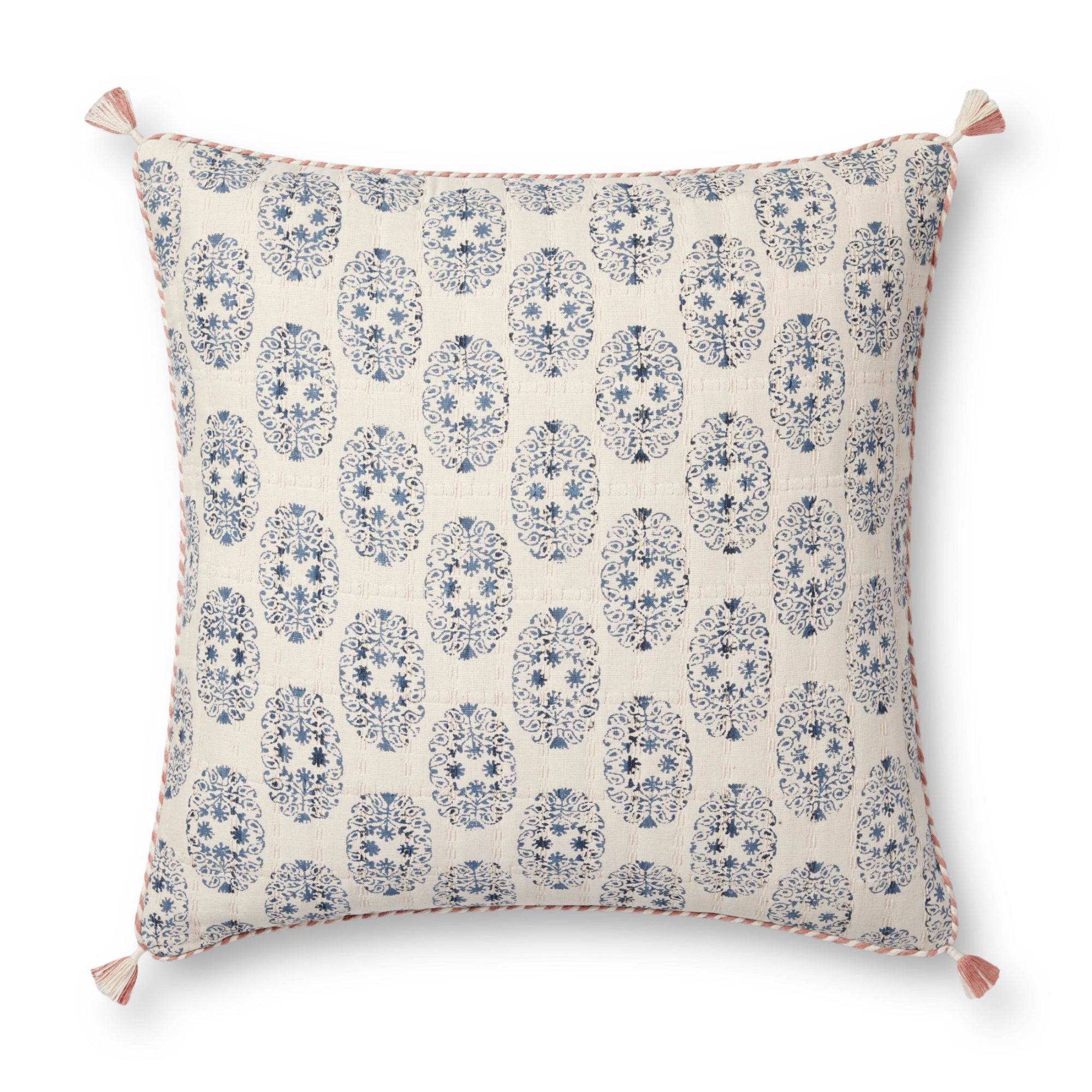 Loloi PLL0115 Pink/Multi 22'' x 22'' Cover with Poly Pillow