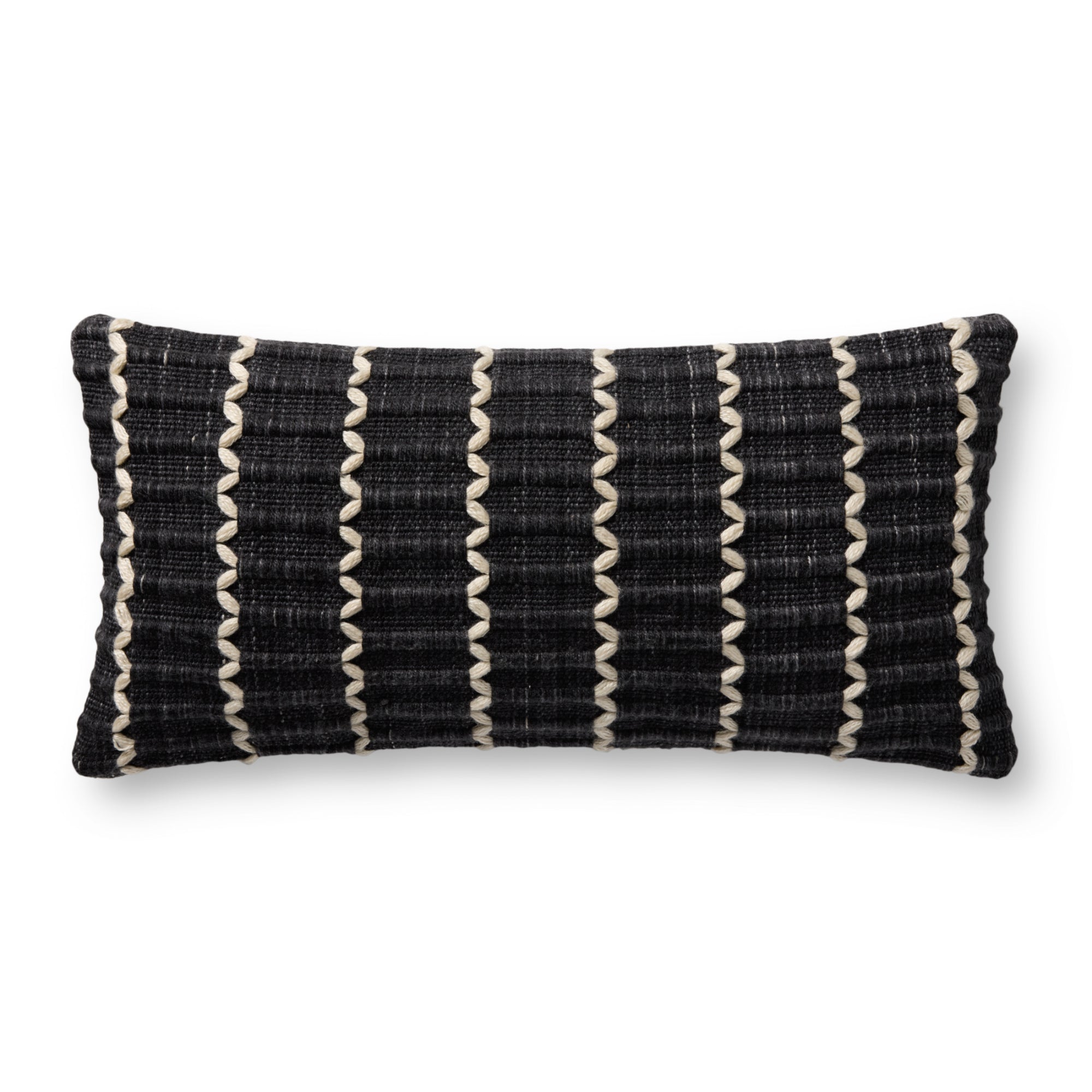 Loloi PLL0187 Black 12'' x 27'' Cover with Poly Pillow