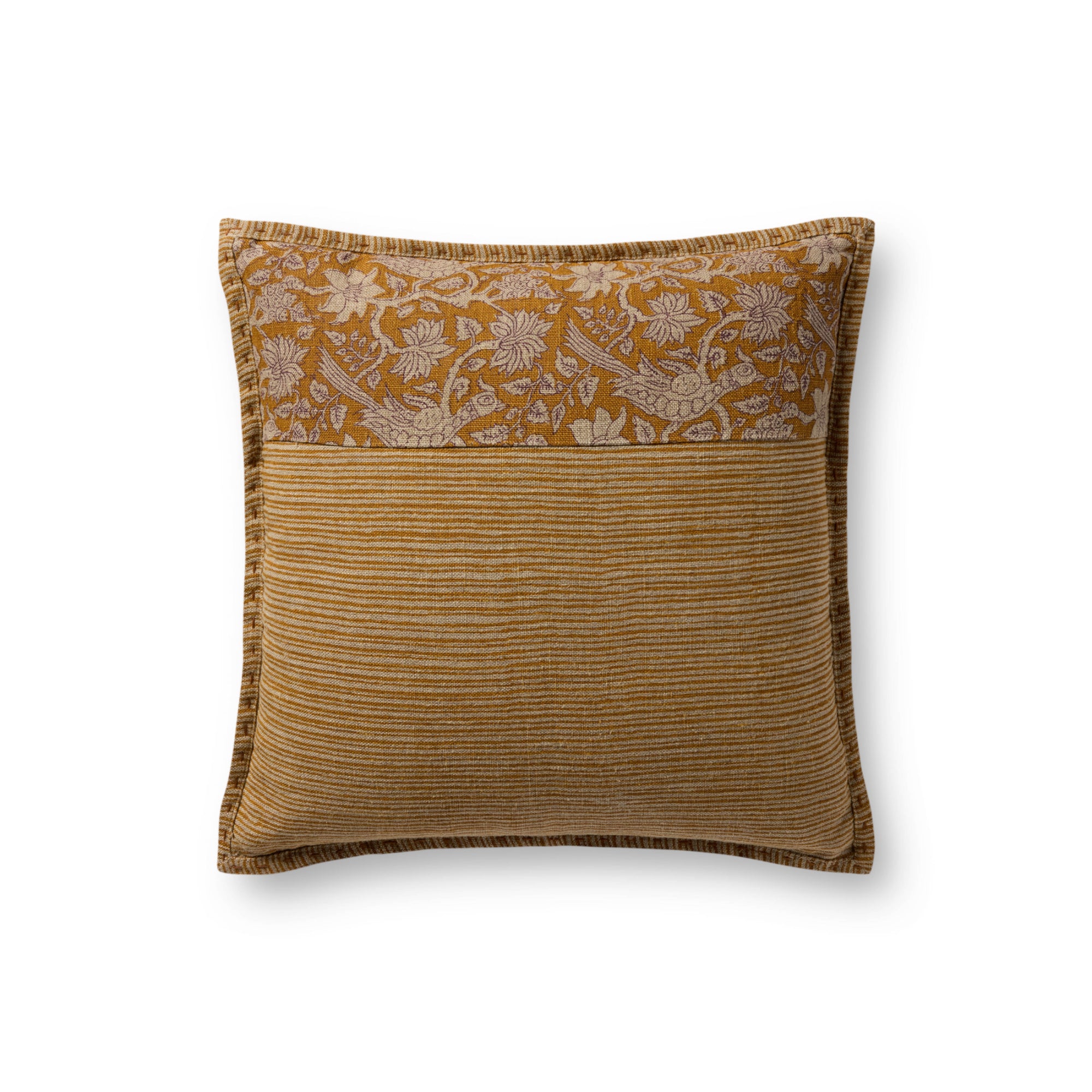 Loloi PLL0199 Mustard 18'' x 18'' Cover with Poly Pillow