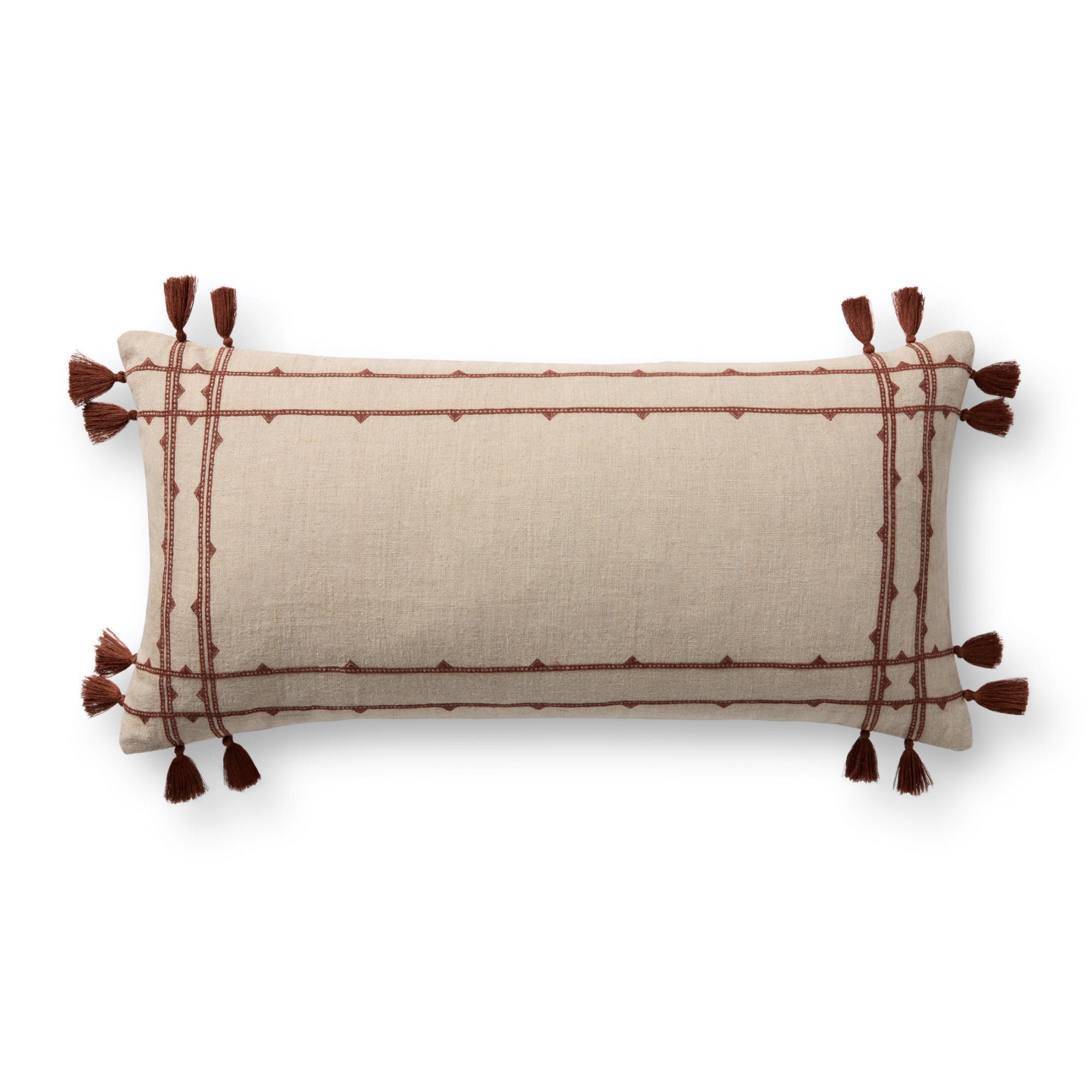 Loloi PLL0201 Natural/Rust 12'' x 27'' Cover with Poly Pillow