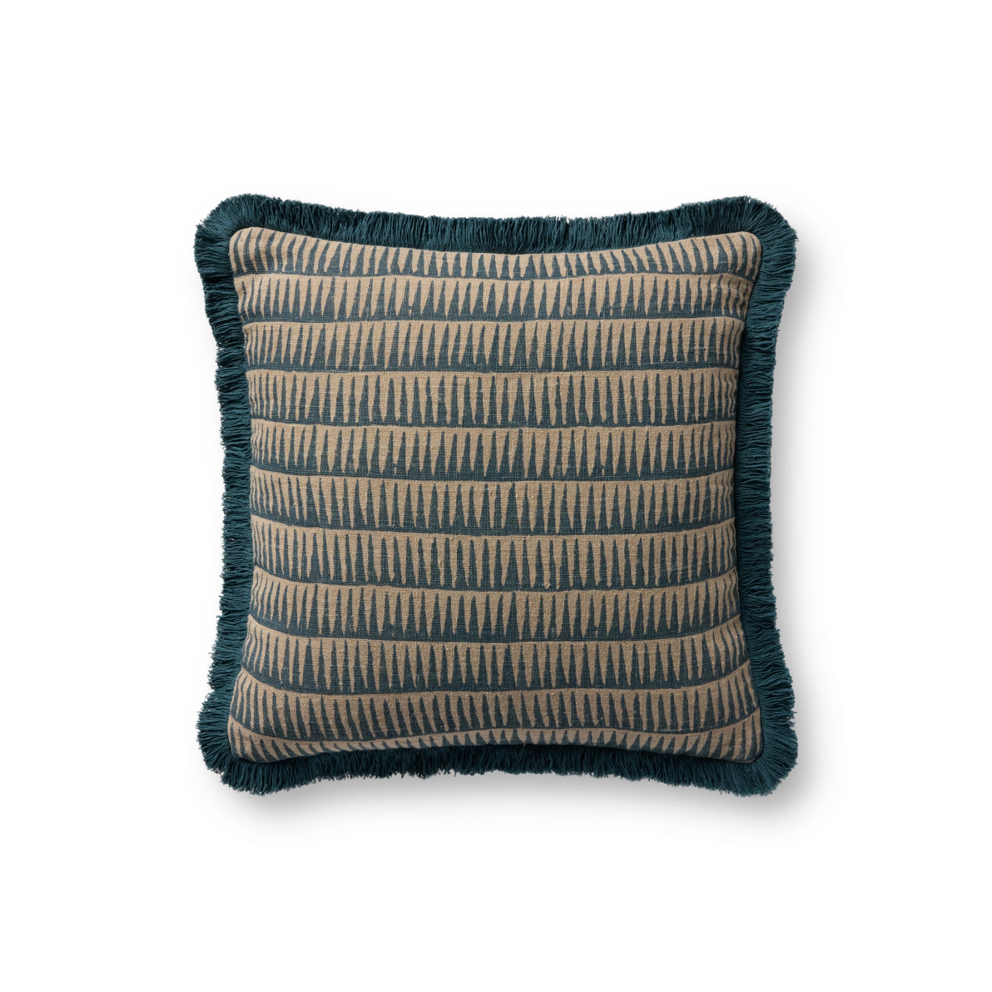 Loloi PLL0202 Natural/Blue 18'' x 18'' Cover with Poly Pillow